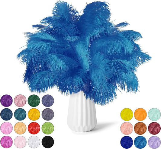 NEWONG 30pcs Light Blue Ostrich Feathers Natural Bulk 9-12in（23-30cm） Vase Craft Wedding Home Party Centerpieces Christmas Day Decoration