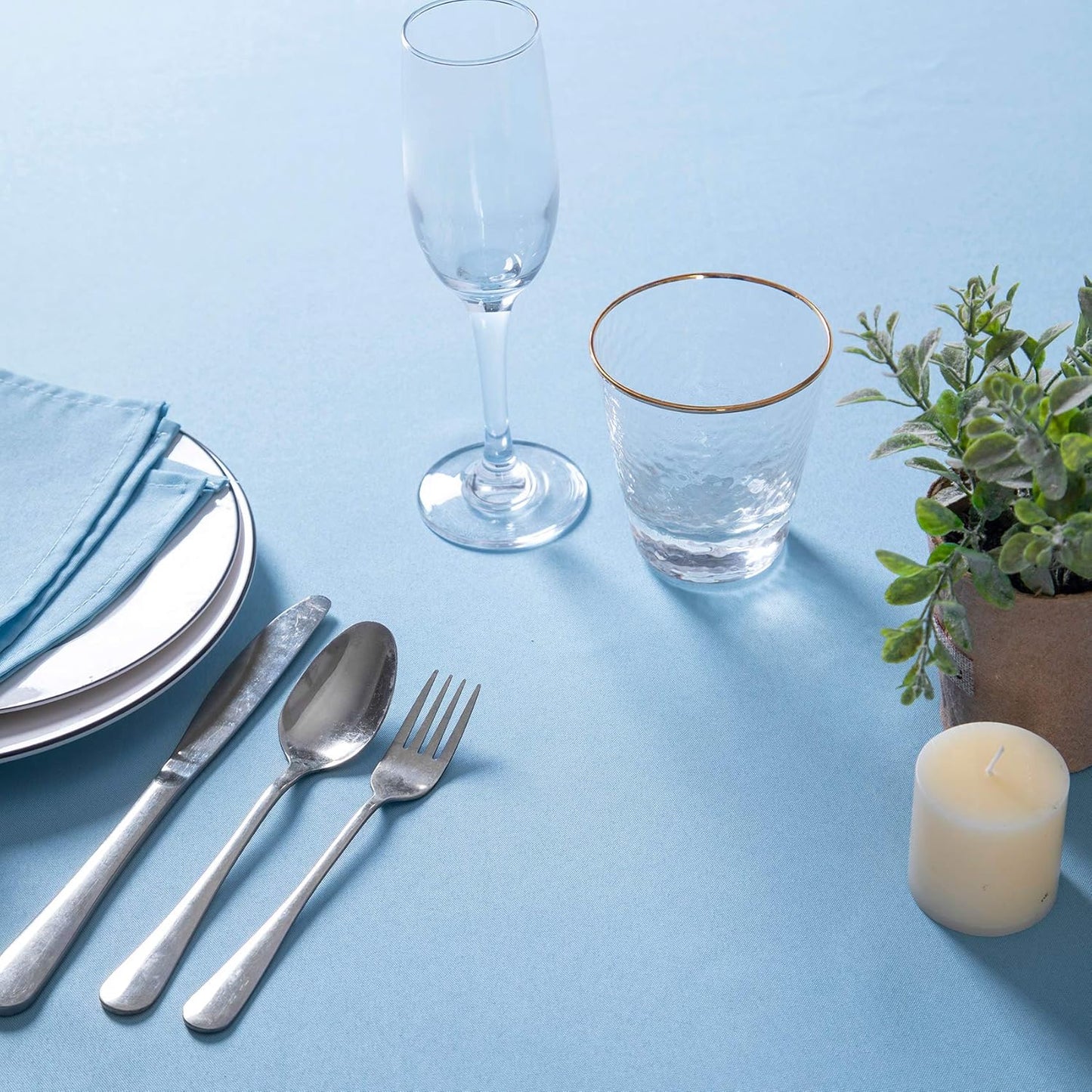 90 inch Round Tablecloth Washable Polyester Table Cloth Decorative Table Cover for Wedding Party Dining Banquet（90 inch,Blue Mist）