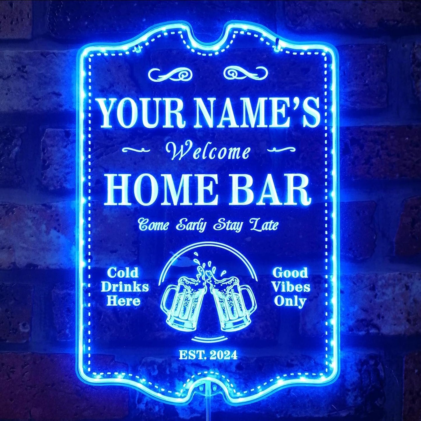 ADVPRO Personalized Your Name Home Bar RGB Dynamic Glam LED Sign - Cut-to-Edge Shape - Smart 3D Decoration - Multicolor Signage st06s43-fnd-p11c-tm-c