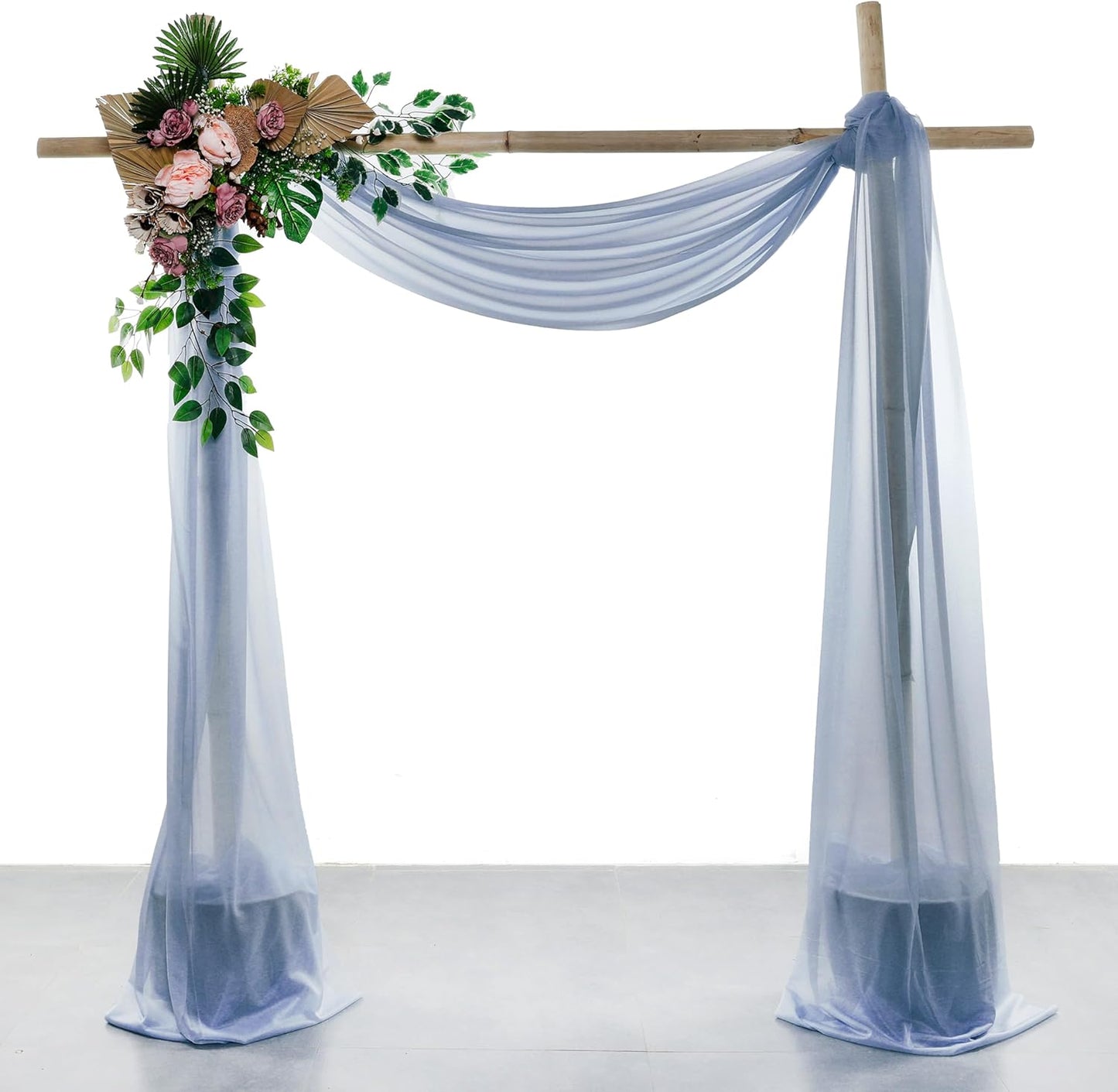 VDS Pack of 1 Panel (30 Inch X 40 Feet) Wedding Arch Draping Fabric Sheer Chiffon Fabric Drapery for Wedding Ceremony Reception Swag Backdrop Canopy Chuppah ARBO Altars Decoration (Dusty Blue)
