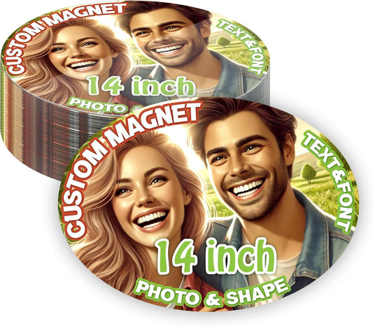 KETABAO – 14" Customizable Oval Magnetic Photo Magnet - add Your Image to Your Refrigerator, Storage Cabinet or car Magnet