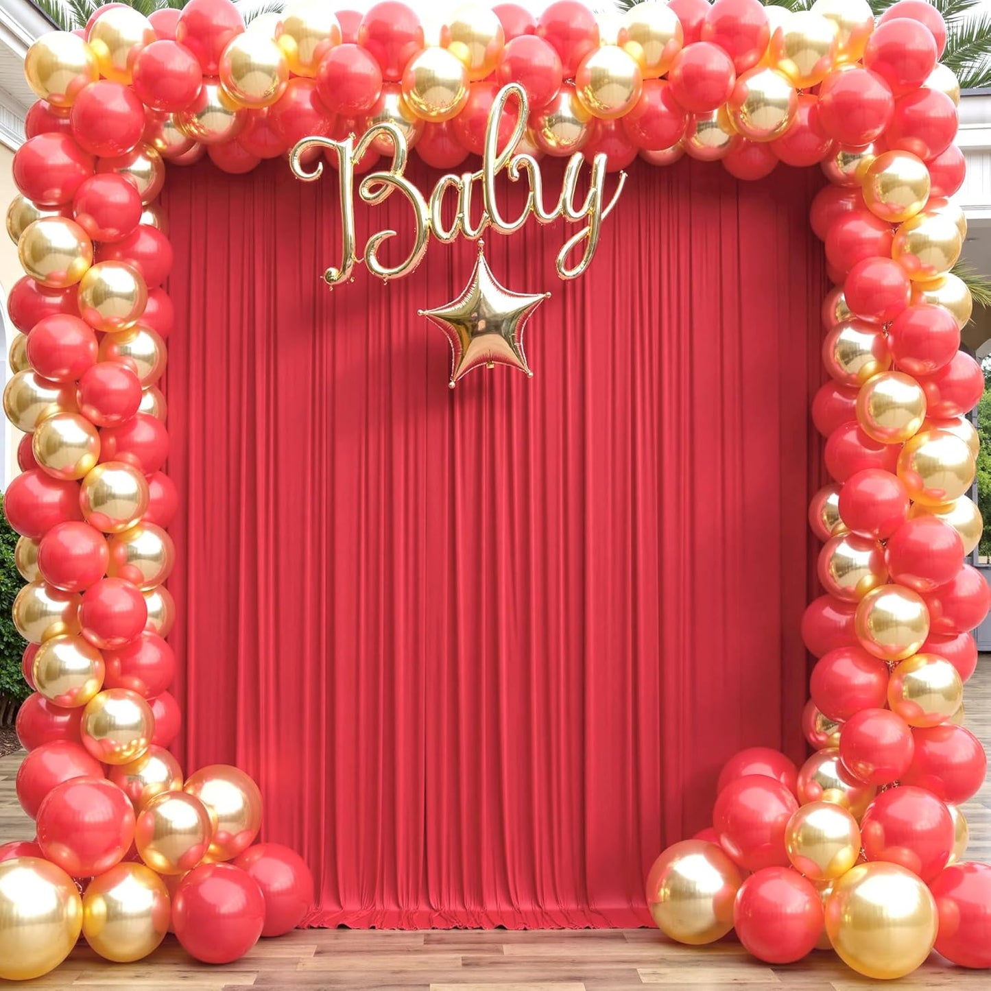 10×12ft Wrinkle Free Red Backdrop Curtain for Wedding Parties,2 Panels 5×12ft Long Soft Silky Polyester Backdrop Drapes Red Photo Back Drop Curtains for Photography Stage Christmas Background Cloth