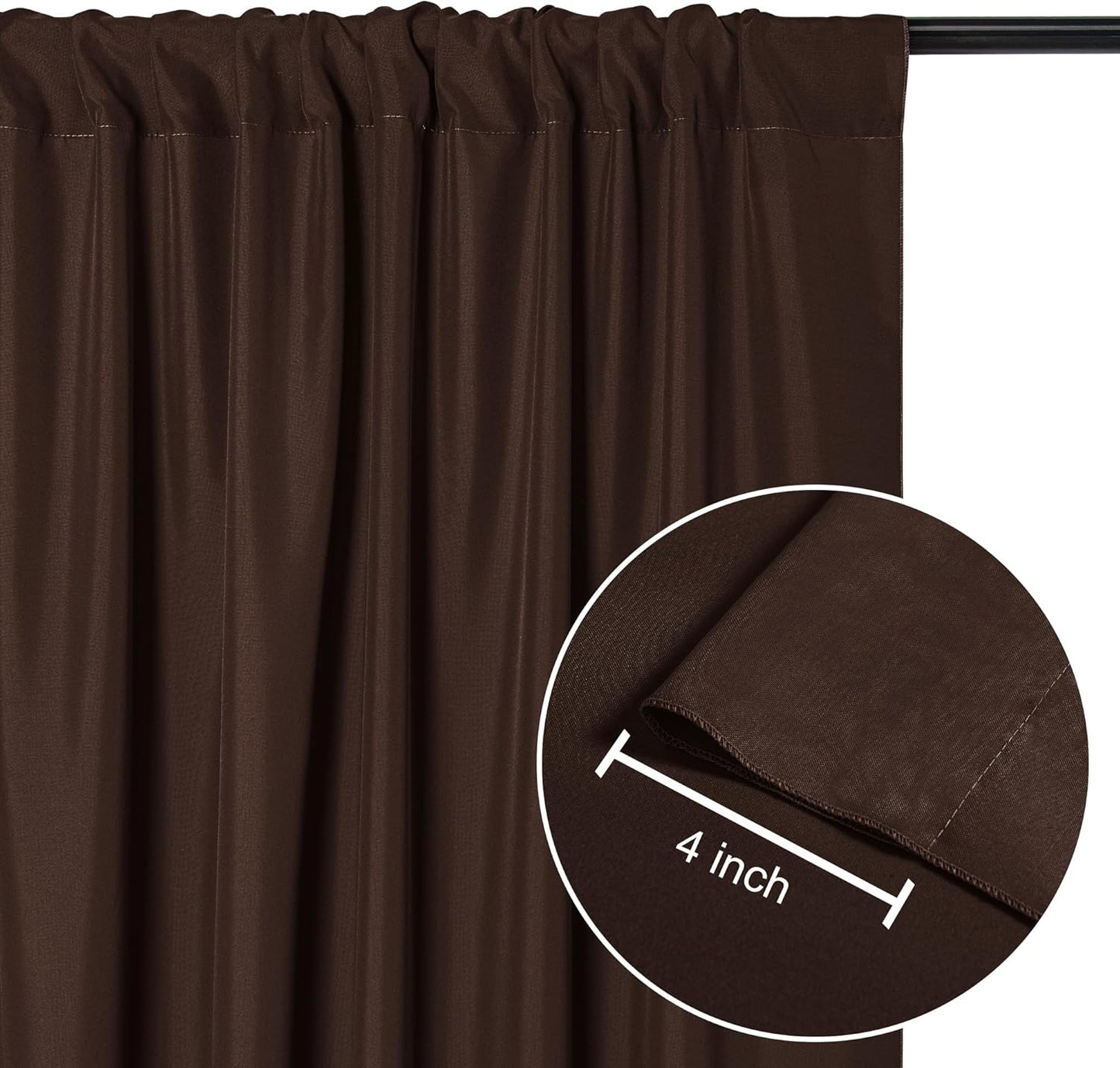 DWCN 10x10 FT Backdrop Curtains for Parties, Photography Backdrop Drapes with Rod Pockets for Wedding Decorations Stage Birthday Family Gatherings, 2 Panels 5ft x 10ft, Brown