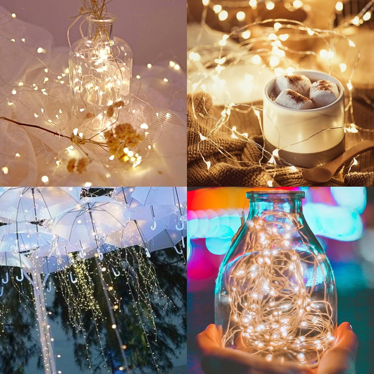 WATERGLIDE 12 Pack Fairy Lights Battery Operated (Included), 7 ft 20 LED Mini String Lights, Waterproof Silver Wire Firefly Starry Lights for DIY Wedding Christmas Party Mason Jars Decor, Warm White
