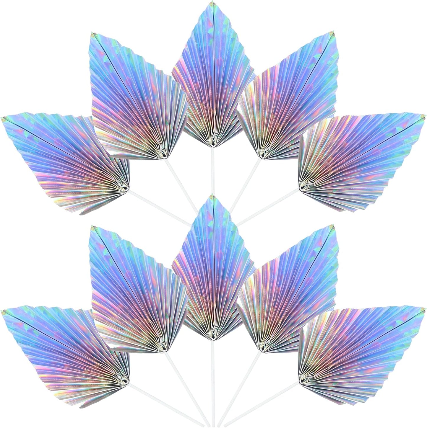 Ephlyn 6Pcs Paper Palm Leaves Fan Cake Toppers Palm Leaf Fan Cake Picks Craft DIY Fan Cupcake Toppers Palm Spear Leaves Cake Decorations for Baby Shower Wedding Birthday Party Decor Supplies Colorful