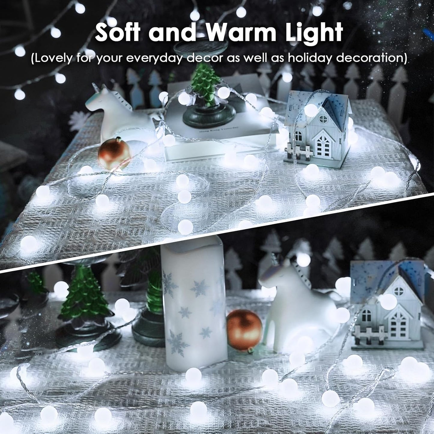 100LED Connectable String Lights Indoor Outdoor for Bedroom, 43ft White Fairy Lights with Remote & Timer, Plug in 8 Modes Waterproof Globe Hanging Twinkle Light for Room Classroom Wedding Decor