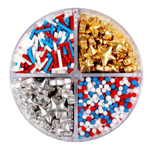 Dazzjoy Patriotic Sprinkles, 4th of July, Edible Patriotic Sprinkles for Cake Decorating, 150g/5.29oz, Cake Decoration & Cupcake Topper, Wedding Party Valentines Supplies