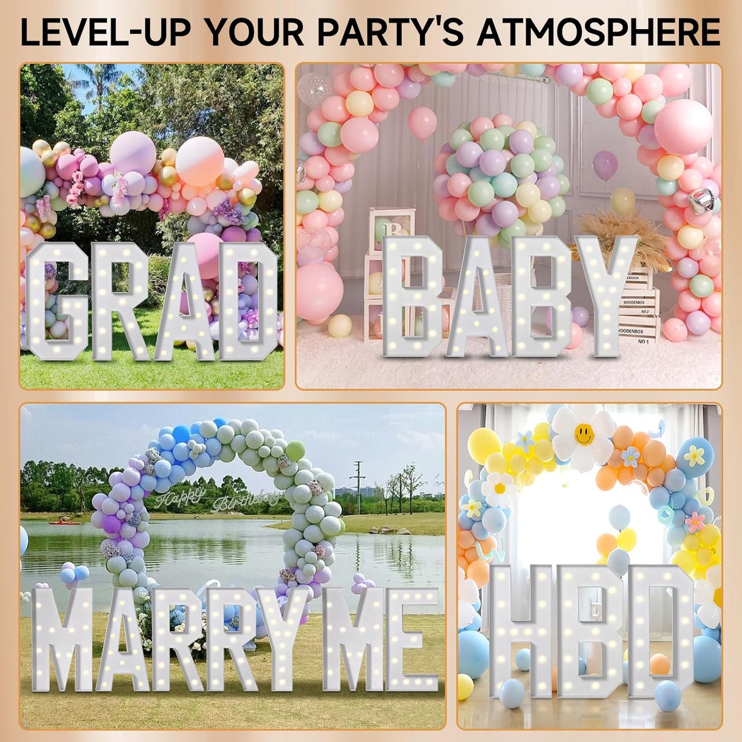 EUFONY Marquee Letters 4 Feet Tall, 4 FT Marquee Light Up Letters, Giant Light Up Letters 4FT for Birthday Party Baby Shower Gender Reveal Graduation Prom Decorations, Letter R with LED Lights DIY Kit