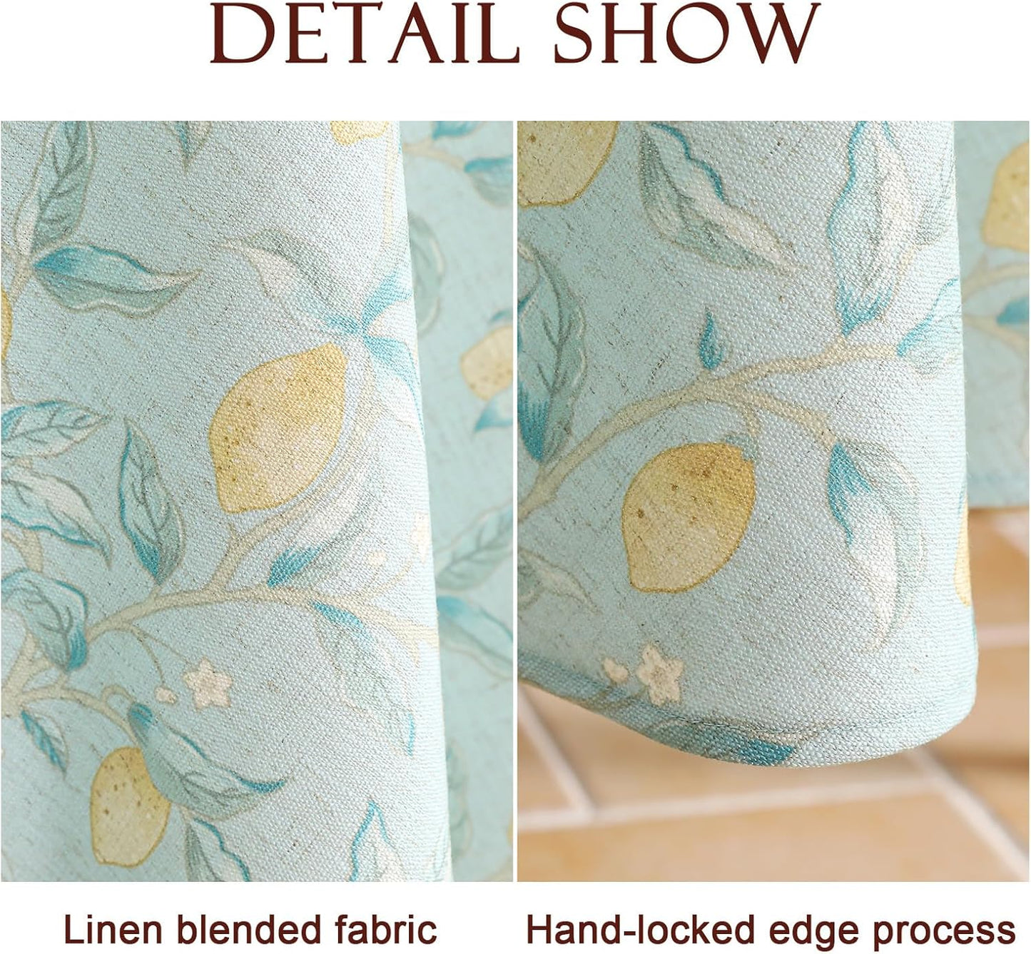 patdrea Designer Linen Green Tablecloth for Rectangle Table,Vintage Breathable Yellow Fruits Pattern Extra Long Table Cloth,Decor Cover for Kitchen Dining,Christmas,Thanksgiving,67"x118"-Ania a