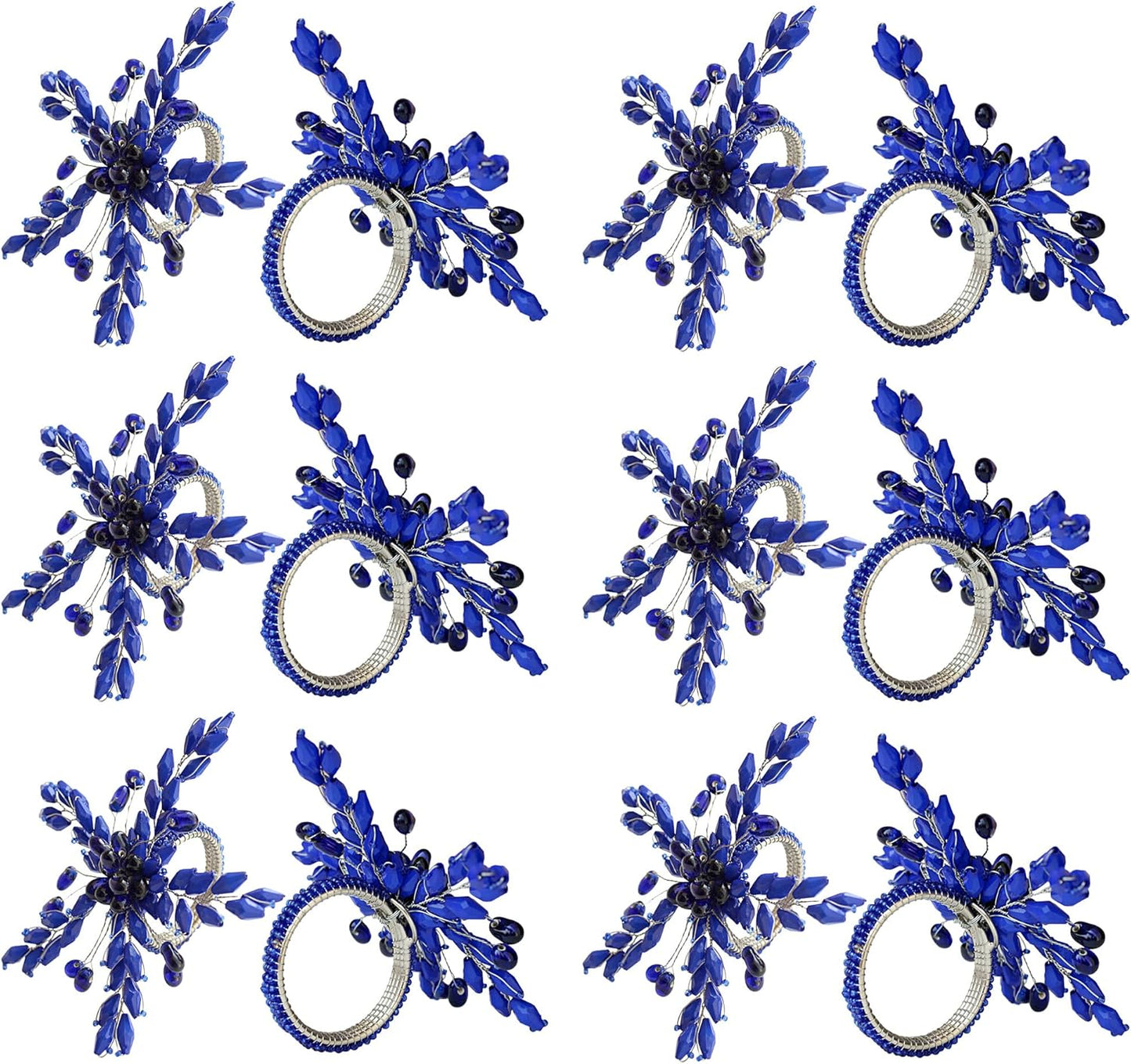 Napkin Rings Set of 12 for Dining Table Decoration Parties Everyday Metal Napkin Holder Leaf Blue (Pack of 12)