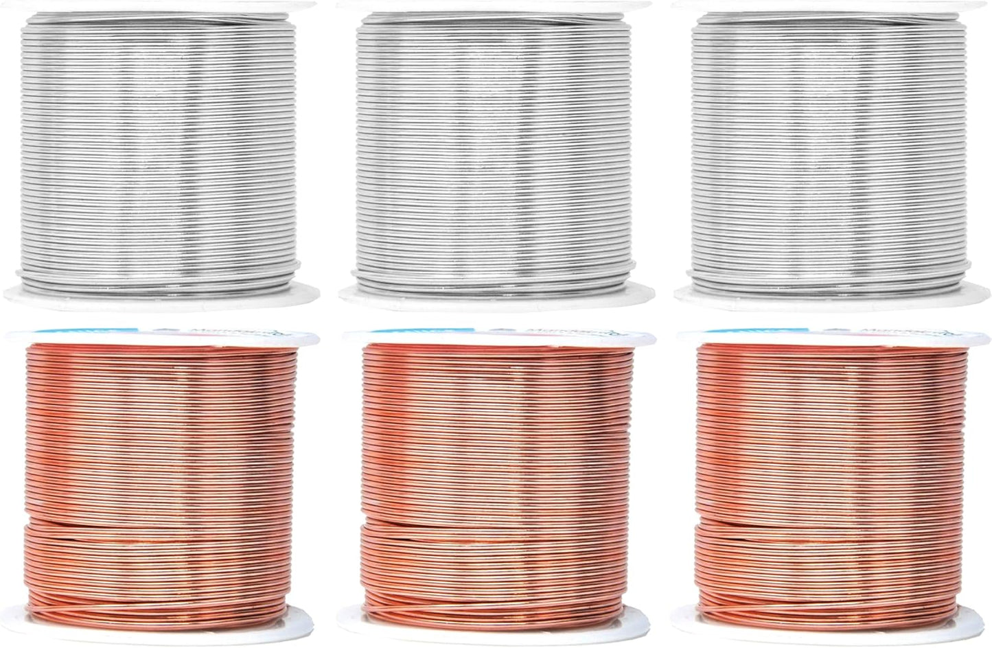 Mandala Crafts 18 Gauge Anodized Aluminum Craft Wire for Jewelry Making - 450 FT Colored Flexible Silver Copper Tone Wire - Bendable for Bonsai Armature Crafting Sculpting