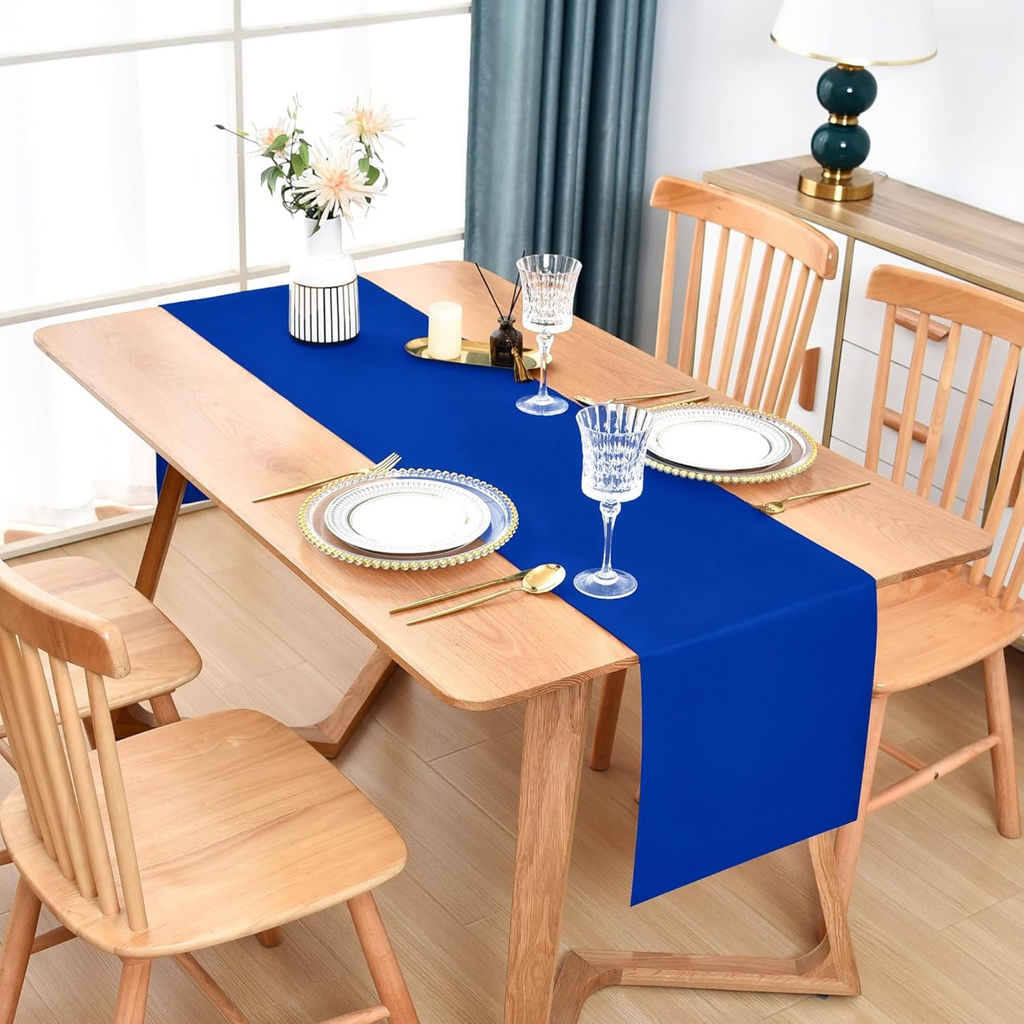 Farmhouse Blue Table Runner Dining Table Runners 72 Inches Long Coffee Table Runner for Dresser Living Room Bedroom Holiday Party Banquet 12X72 Inch