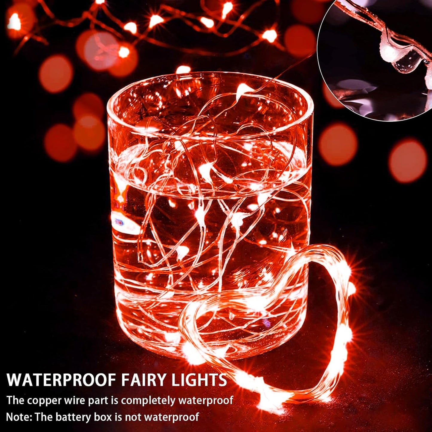 100 Pack Red Fairy Lights 7Ft 20 LED Twinkle String Lights 3 Modes Battery Operated Waterproof Firefly Starry for Mason Jar Party Wedding Christmas Valentines Day Table Centerpieces