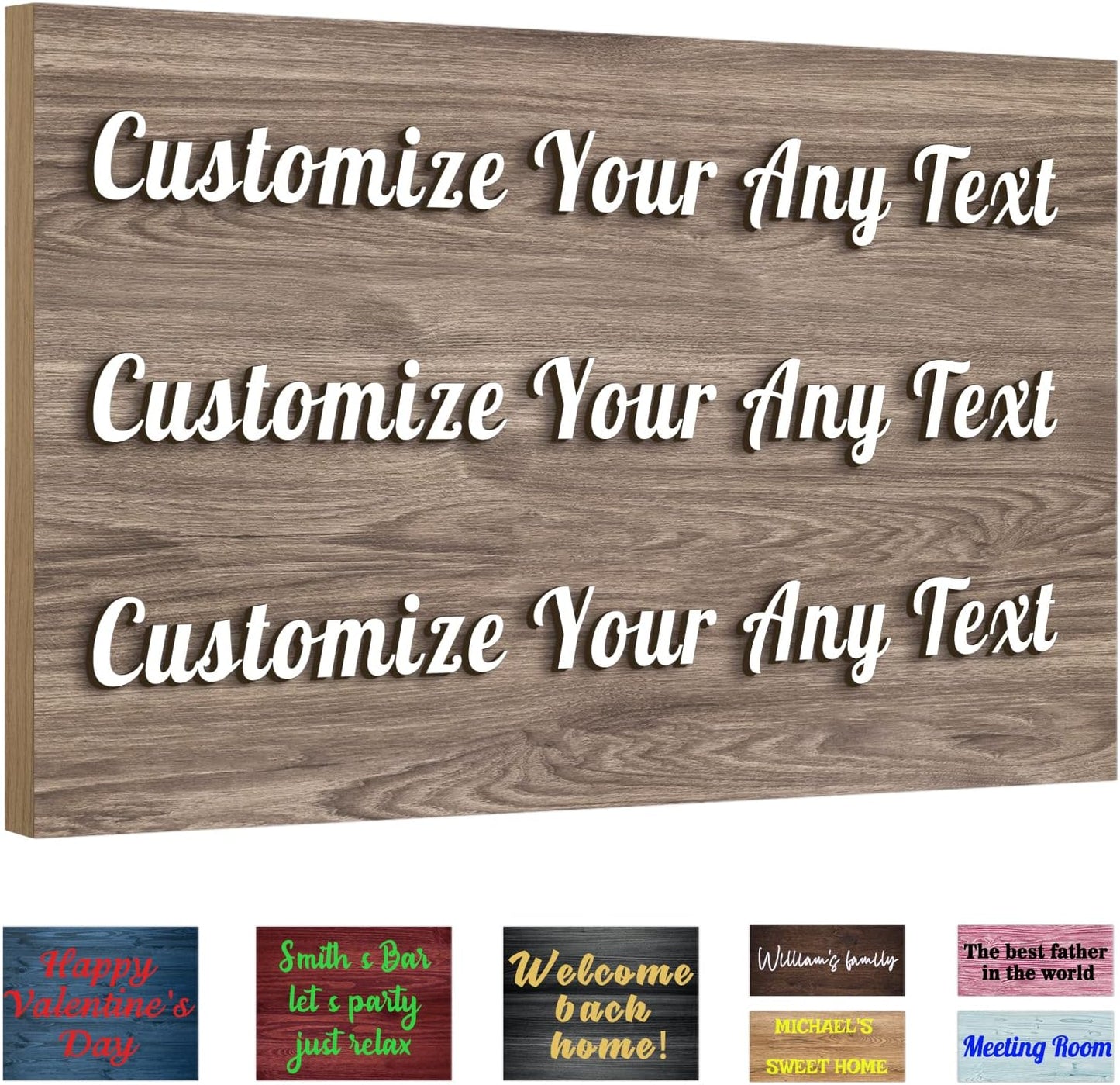 Custom Sign Personalized Wooden Signs for Home Customized Decorative Sign with Text for Wall Doors Bar Business Office Yard - 4 Size & 12 Board Colors Options