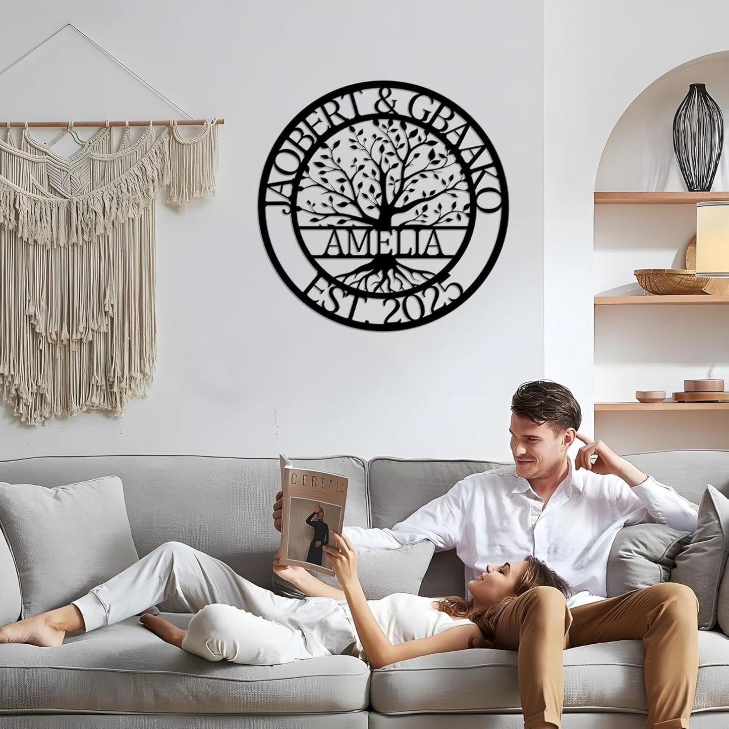 Custom Tree Of Life Metal Signs Wall Art, Personalized Family Last Name Outdoor Metal Signs, Wedding Gifts For Couple, Name Sign Customized Christmas Valentine's Day Housewarming Gifts