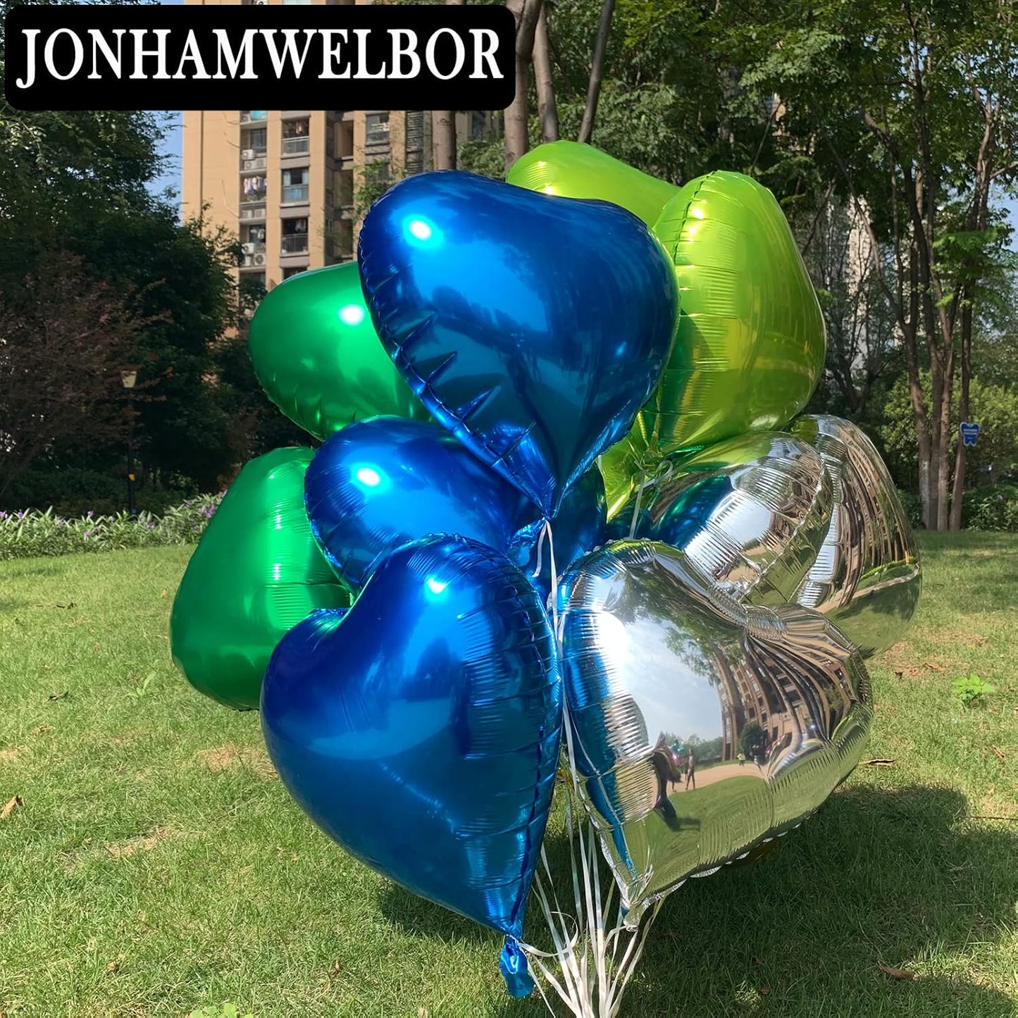 Jonhamwelbor 20Pcs 18 inch Blue Foil Mylar Heart Shape Balloons Decorations Valentines Birthday Wedding Baby Shower Party (Royal Blue)