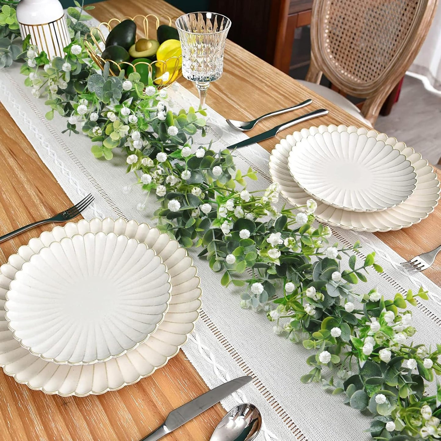 SOMYTING Artificial Eucalyptus Garland 2 Packs 6Ft Faux Eucalyptus Garlands Eucalyptus Leaves Table Greenery Garland Wreath Vines Artificial Vine Plants for Wedding Backdrop Arch Party Decor (2PCS)