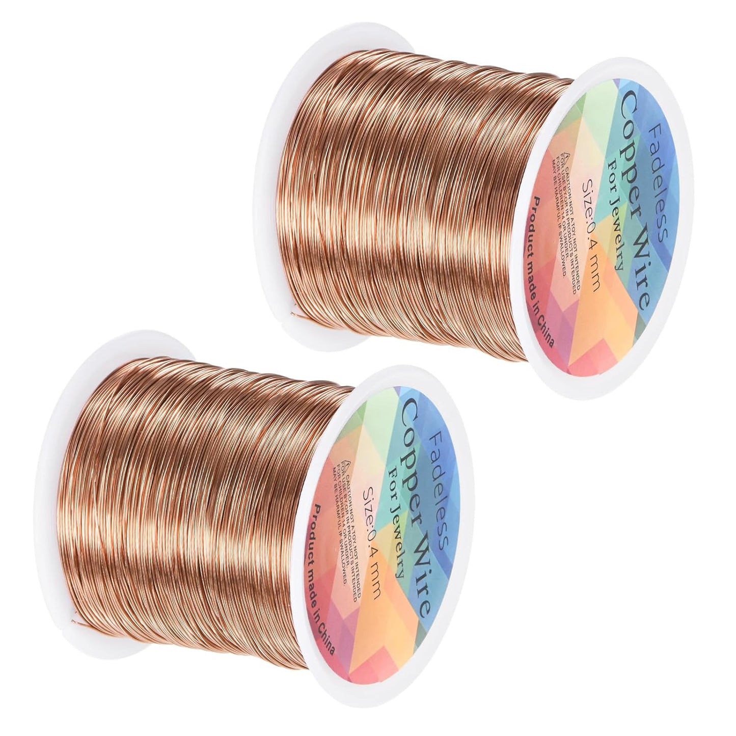 2-Rolls 0.4mm Jewelry Wire, 26 Gauge 328FT Craft Wire Copper Beading Wire for Jewelry Making/Planting/Weaving/DIY Crafting, Soft Metal Wires [100M, Copper Tone]