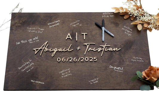 Personalized Last Name Guest Book, Unique Guest Book Sign, Custom Alternative Guest Book, Wooden Guest Book, Wedding Ceremony Guestbook Sign (Design 9)