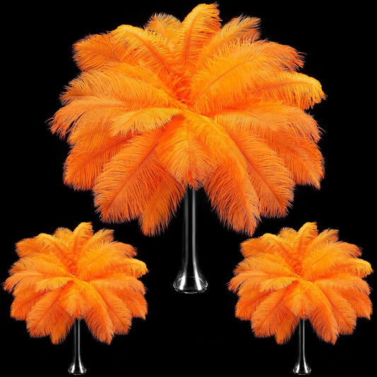 Maitys 90 Pcs Large Natural Ostrich Feathers Bulk 14-16 Inch (35-40cm) 12-14 Inch (30-35cm) 10-12 Inch (25-30cm) Ostrich Feathers Plumes for Centerpieces Wedding(Orange)