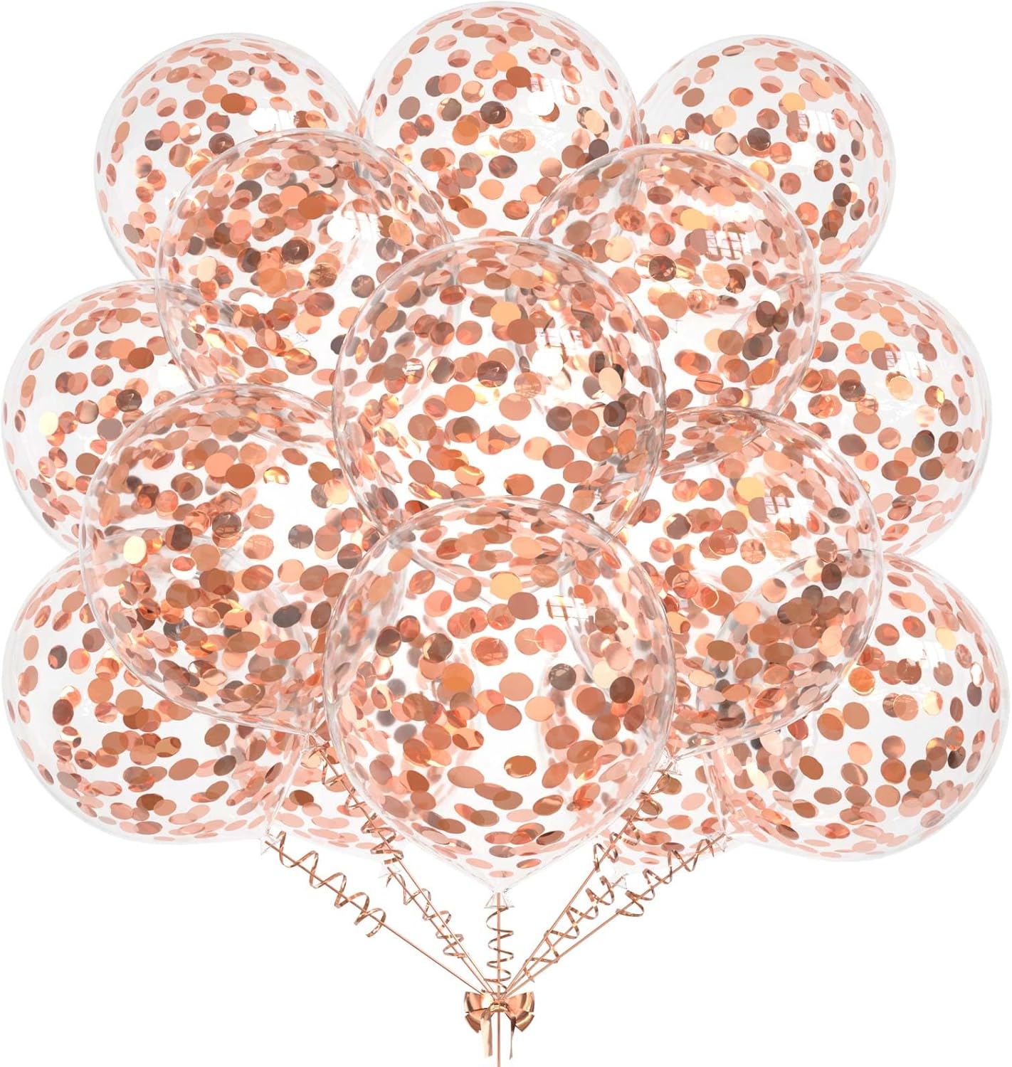 50pcs Rose Gold Foil Confetti Balloons,12 inch Latex Balloon with Rose Gold Confetti Inside for Birthday Family Party Wedding Party Baby Shower Decoration Supplies