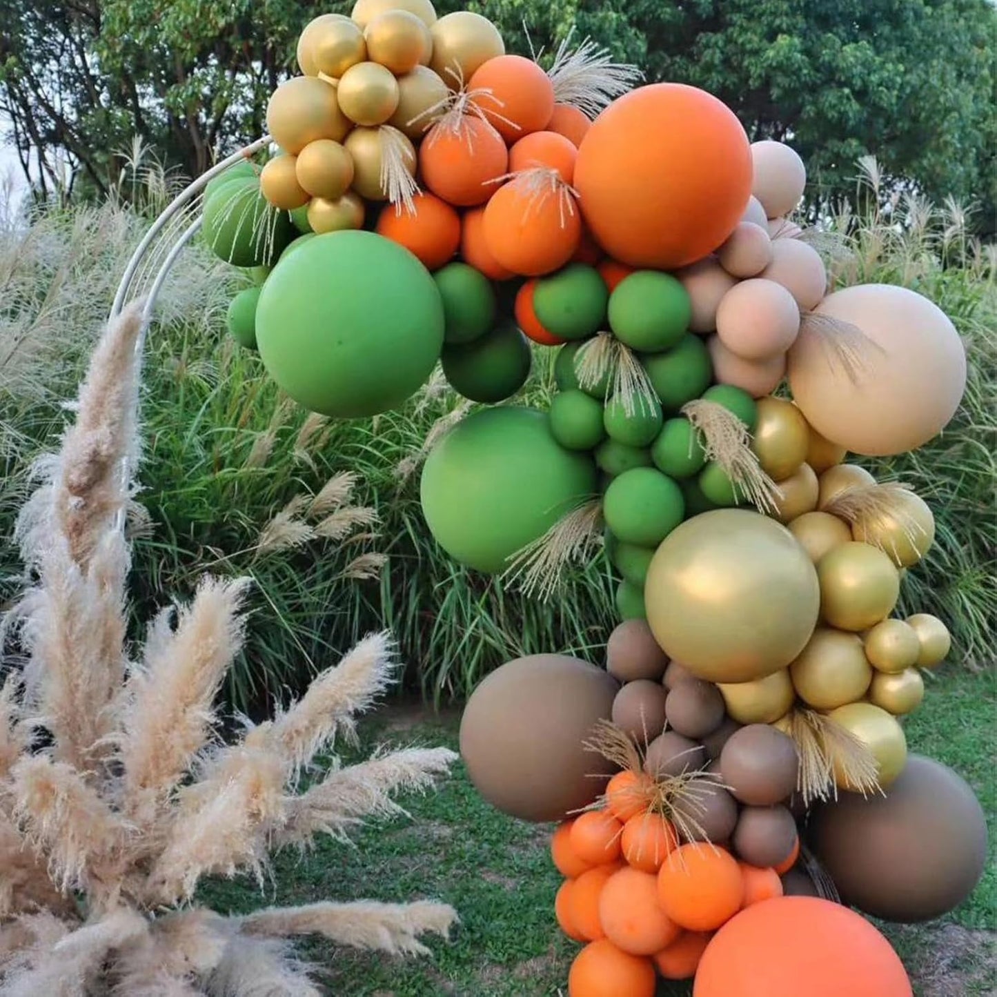 Orange Fall Balloons, 12Inch Autumn Orange Brown Green Latex Balloons with Confetti Party Balloon for Fall Thanksgiving Autumn Harvest Birthday Party Decorations