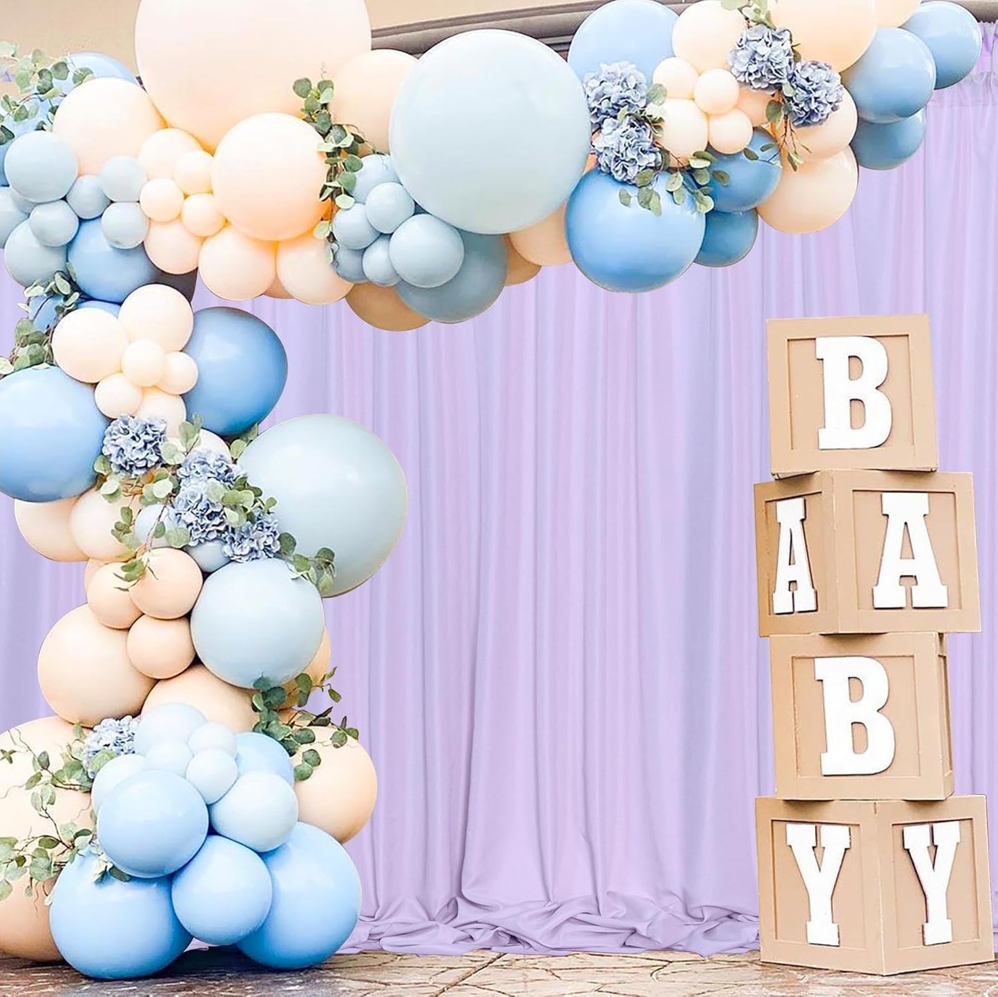 MEETSKY Lavender Backdrop Curtain for Parties Wedding Light Purple Background Curtains Backdrop Rod Pocket Drapes Fabric Decoration for Birthday Gril Party Baby Shower Photoshoot, 5ft x 7ft, 2 Panels