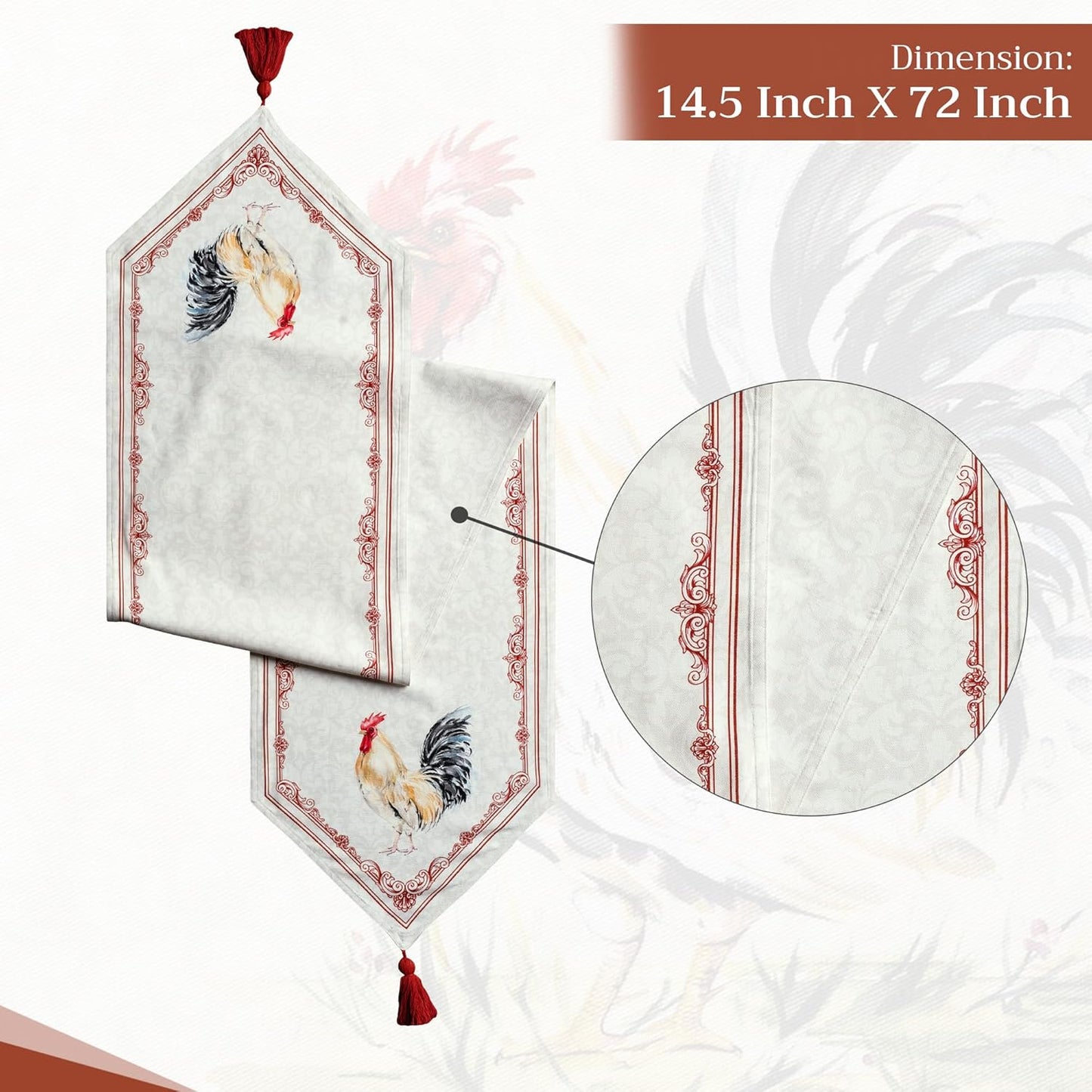 Maison d' Hermine Table Runner 100% Cotton Double Layer Table Runners 72 inches Long Decorative for Home Kitchen Dining Party Baby Shower Wedding Bridal Shower Spring Summer (Campagne, 14.50" x 72")