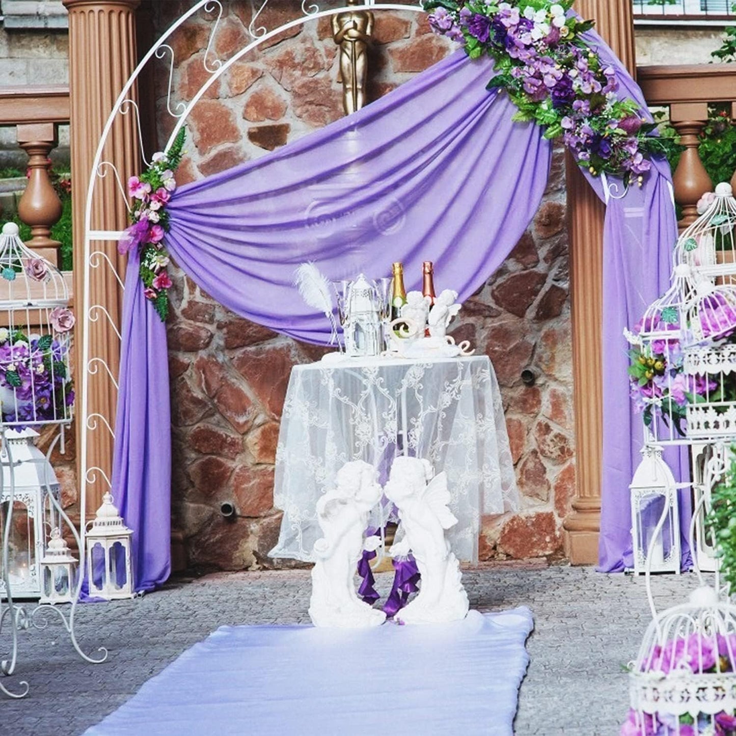 Wedding Arch Draping Fabric Lavender Purple Sheer Wedding Arch Drapes for Ceremony Bridal Party 19Ft Length x 28" Width 1Panel