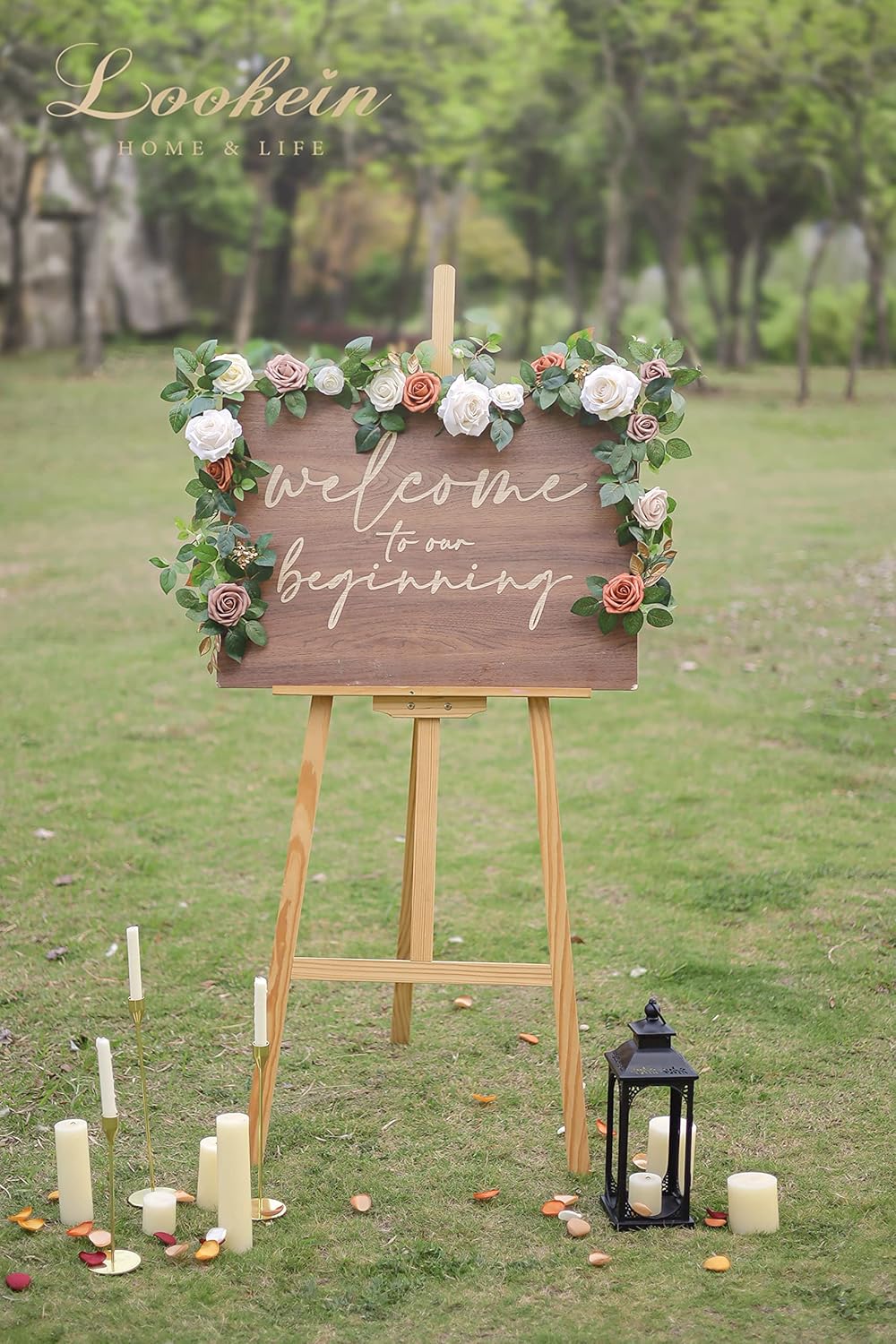 Lookein 5FT Artificial Rose Flower Garland for Table Centerpieces Backdrop Arch Flowers Decorations Wedding Ceremony Reception Table Decor, Terracotta