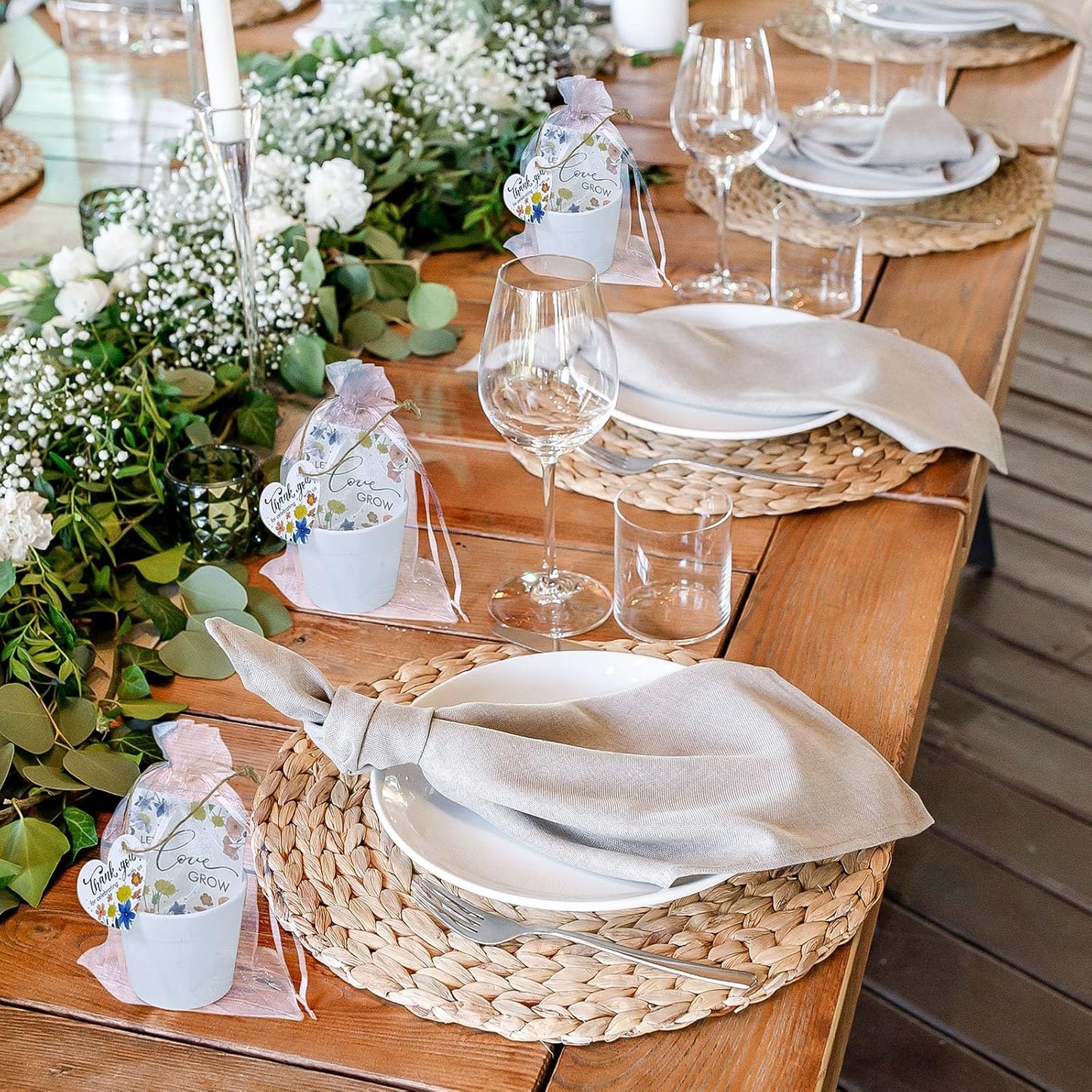 Cinrobiye 50 Sets Let Love Grow Wedding Favors for Guests Seed Packet Bags (Seed Not Include) with Tags & Labels Flowerpot for Bridal Shower Party Favors Bulk Wedding Souvenirs for Guests (Wild Flower)