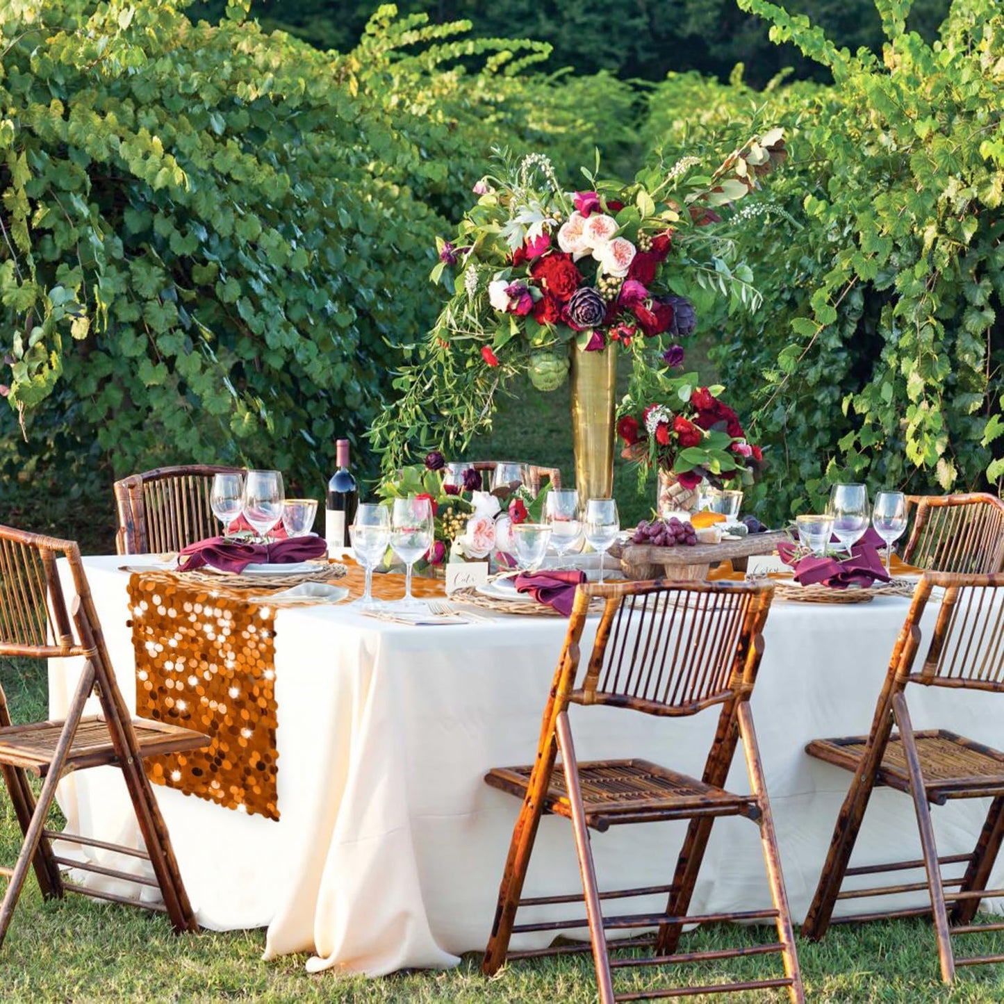 VHH Sequin Table Runner 12 x 108 inches Orange Table Runner, Glitter Runner for Party Wedding Birthday, Party Spring Easter Rustic, Birthday Supplies Decorations (1 Pack).