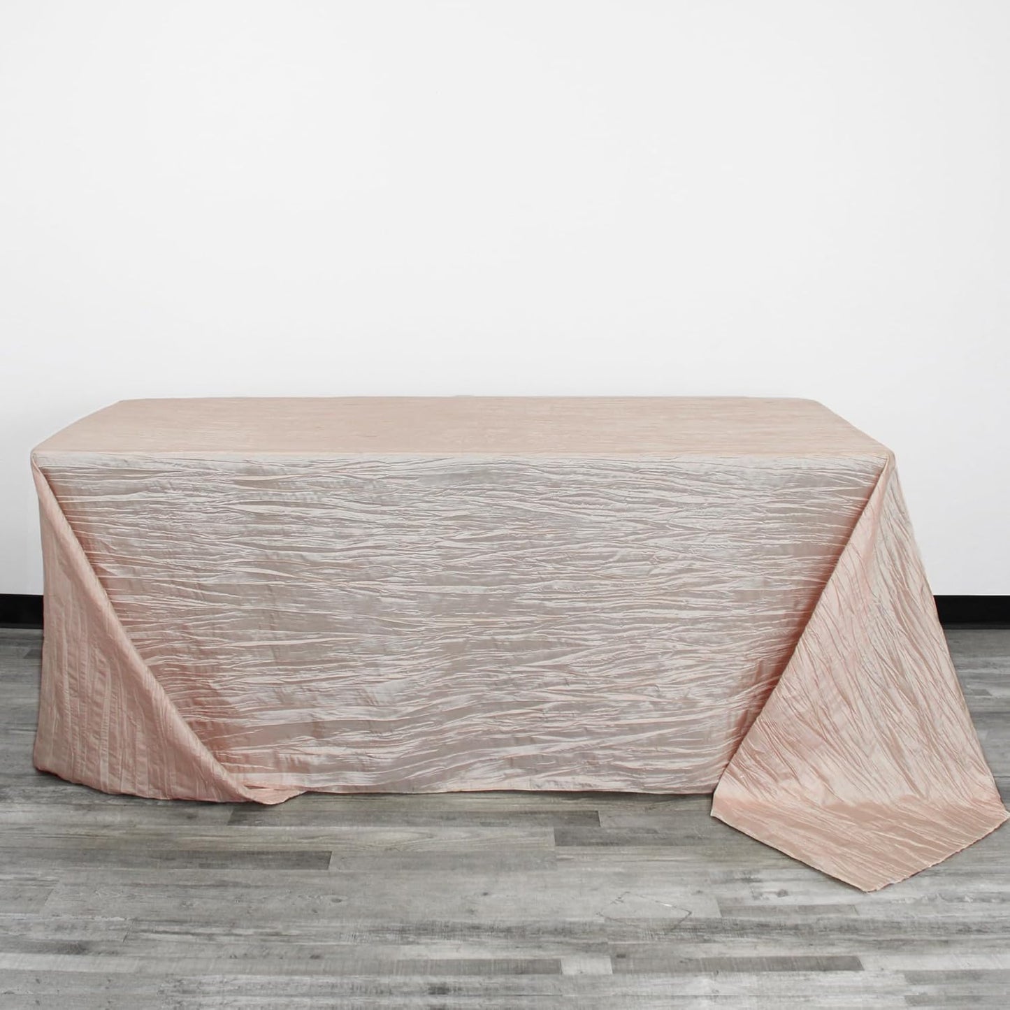 YOUR CHAIR COVERS - 90 x 132 inch Rectangular Crinkle Taffeta Tablecloth - Blush, Rectangle Table Linens for 6 ft Rectangular Tables, Wedding Crushed Table Cloth