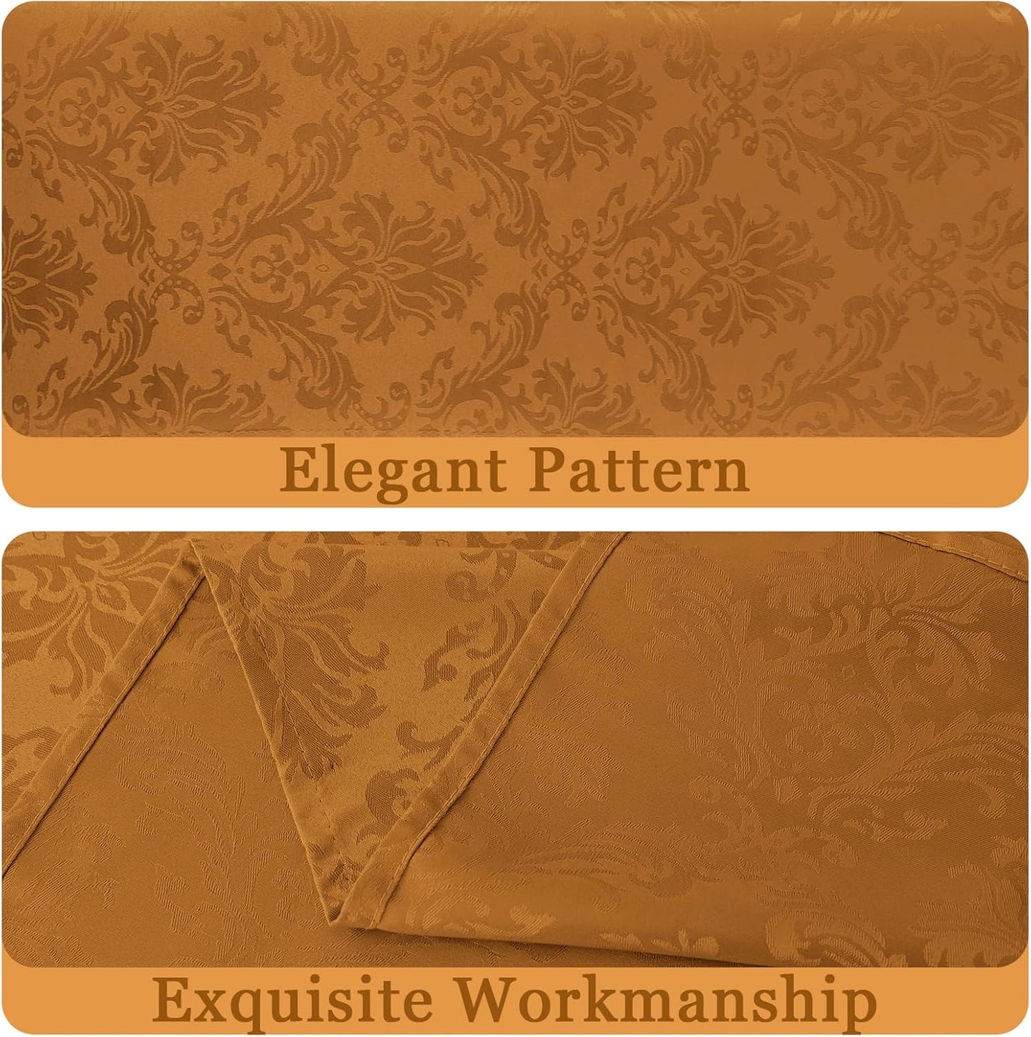 SASTYBALE Brown Jacquard Square Napkin, 20x20 Inche Damask Wrinkle Resistant Soft Polyester Napkins, Fabric Cloth Dinner Napkins for Wedding, Winter, Holiday, Xmas, Parties, Set of 4 (Brown)