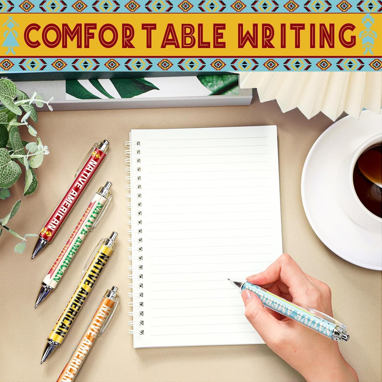 24 Pcs Native American Heritage Month Appreciation Gifts Pens Native American Ballpoint Pen Thank You Work Pen Birthday Gifts for Native American Men Women Retired, 6 Styles