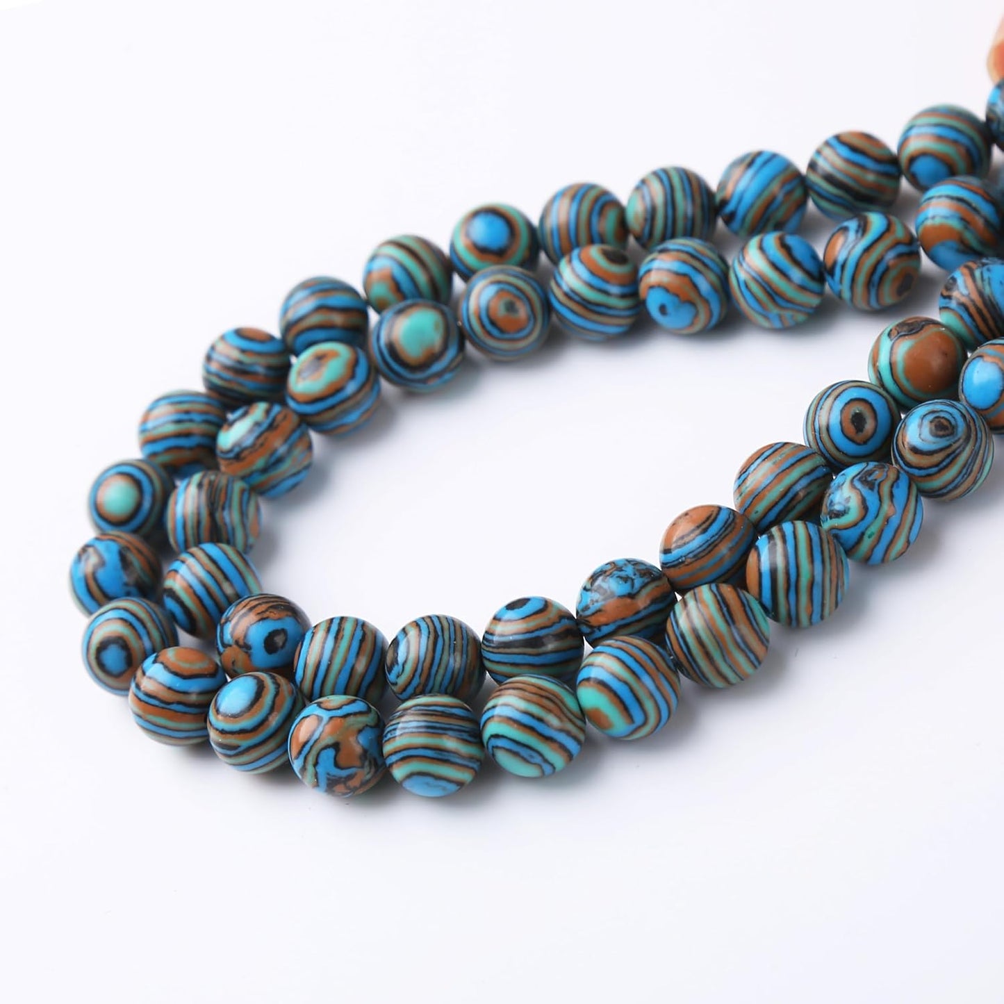 Blue Peacock Turquoise Stone Beads Gemstone Round Crystal Energy Jade Beads Stone Beads for Jewelry Making DIY Bracelet Necklace Jewelry Making 1 Strand 15.5inch 35PCS 10MM