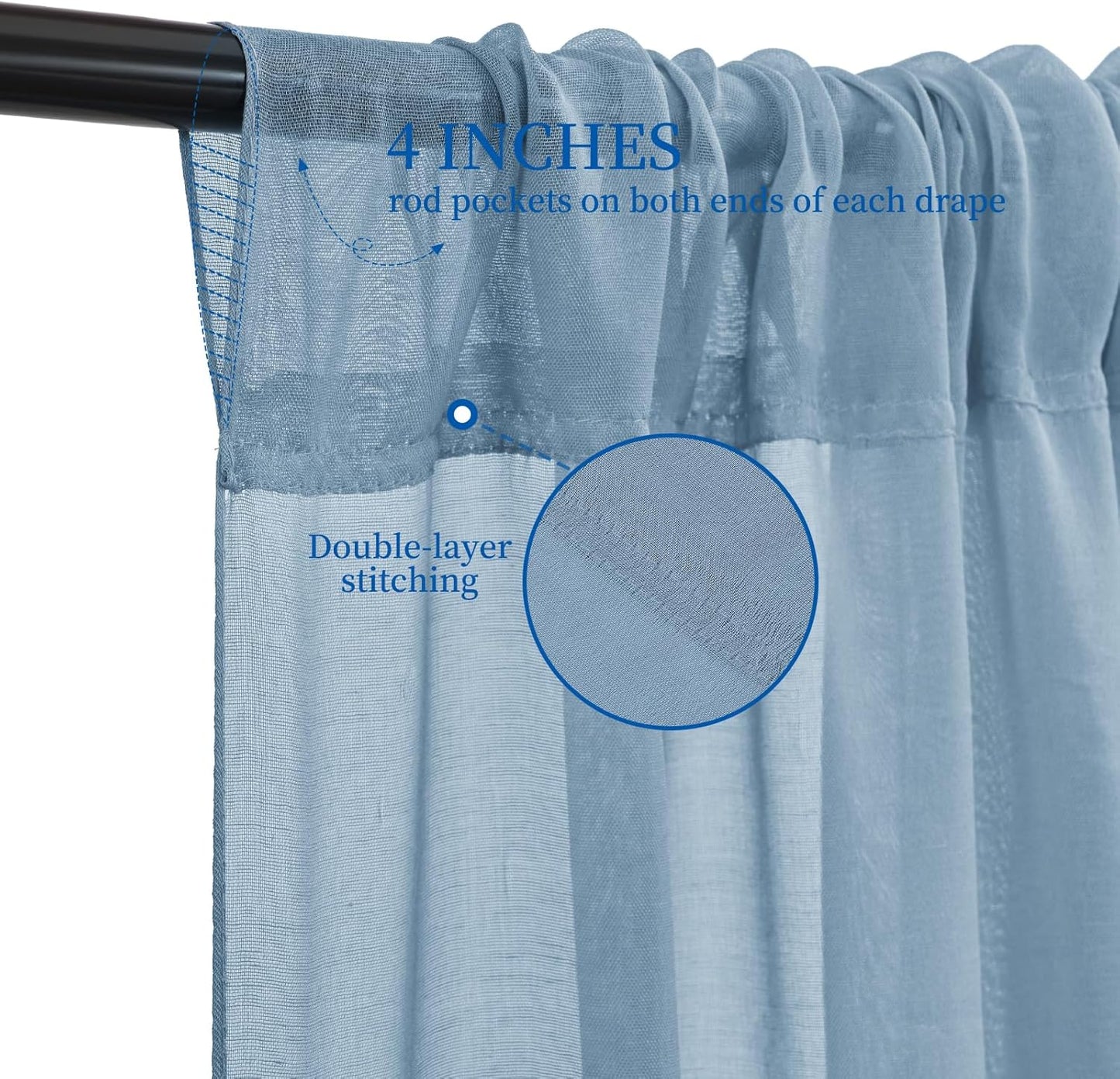 6 Panels Dusty Blue Ceiling Drapes for Wedding, 5ftx15ft Ceiling Drapes Cheesecloth Sheer Fabric Curtain Wedding Arch Draping Fabric Romantic Ceilings Decorations for Weddings Party Ceremony Stage