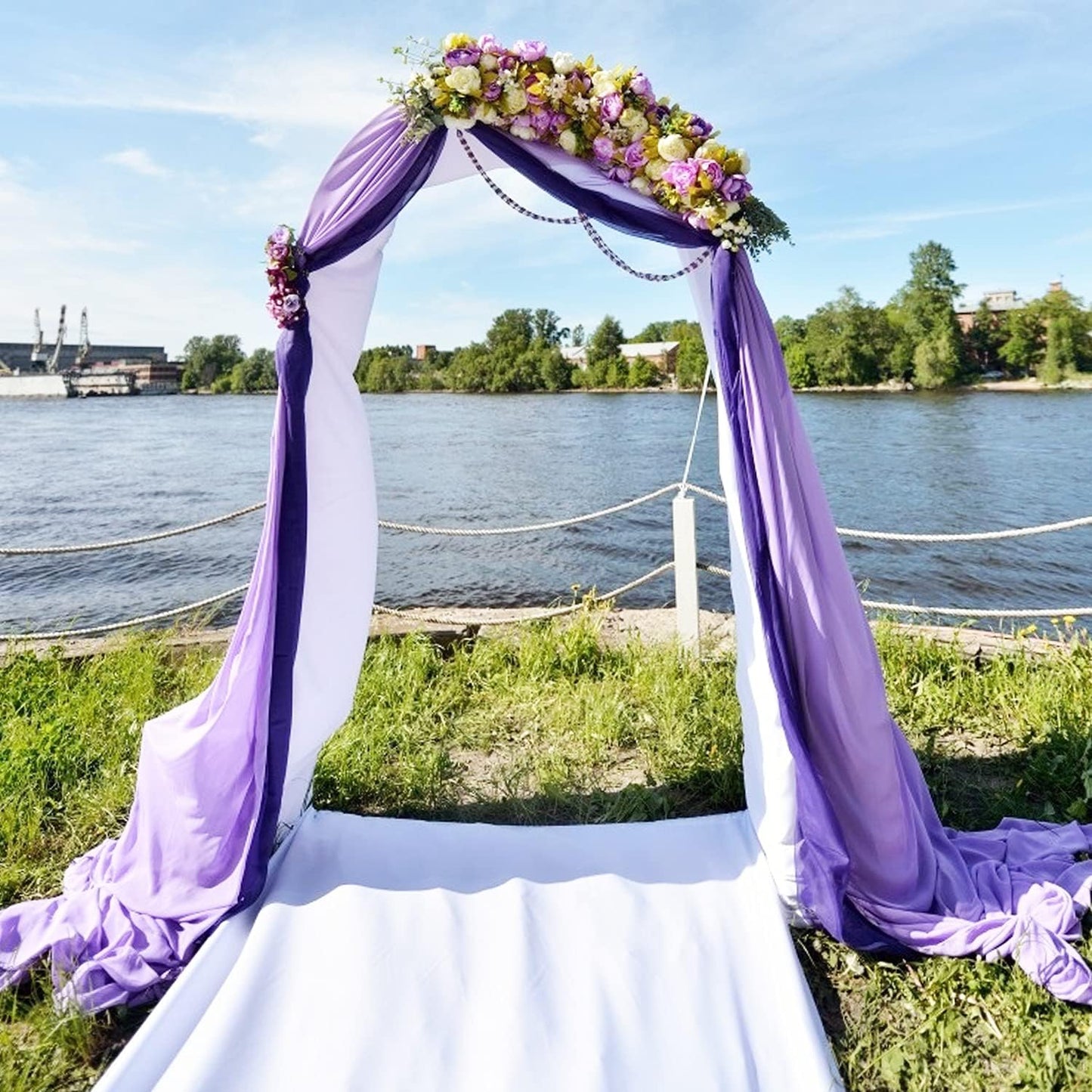 Wedding Arch Draping Fabric Lavender Purple Sheer Wedding Arch Drapes for Ceremony Bridal Party 19Ft Length x 28" Width 1Panel