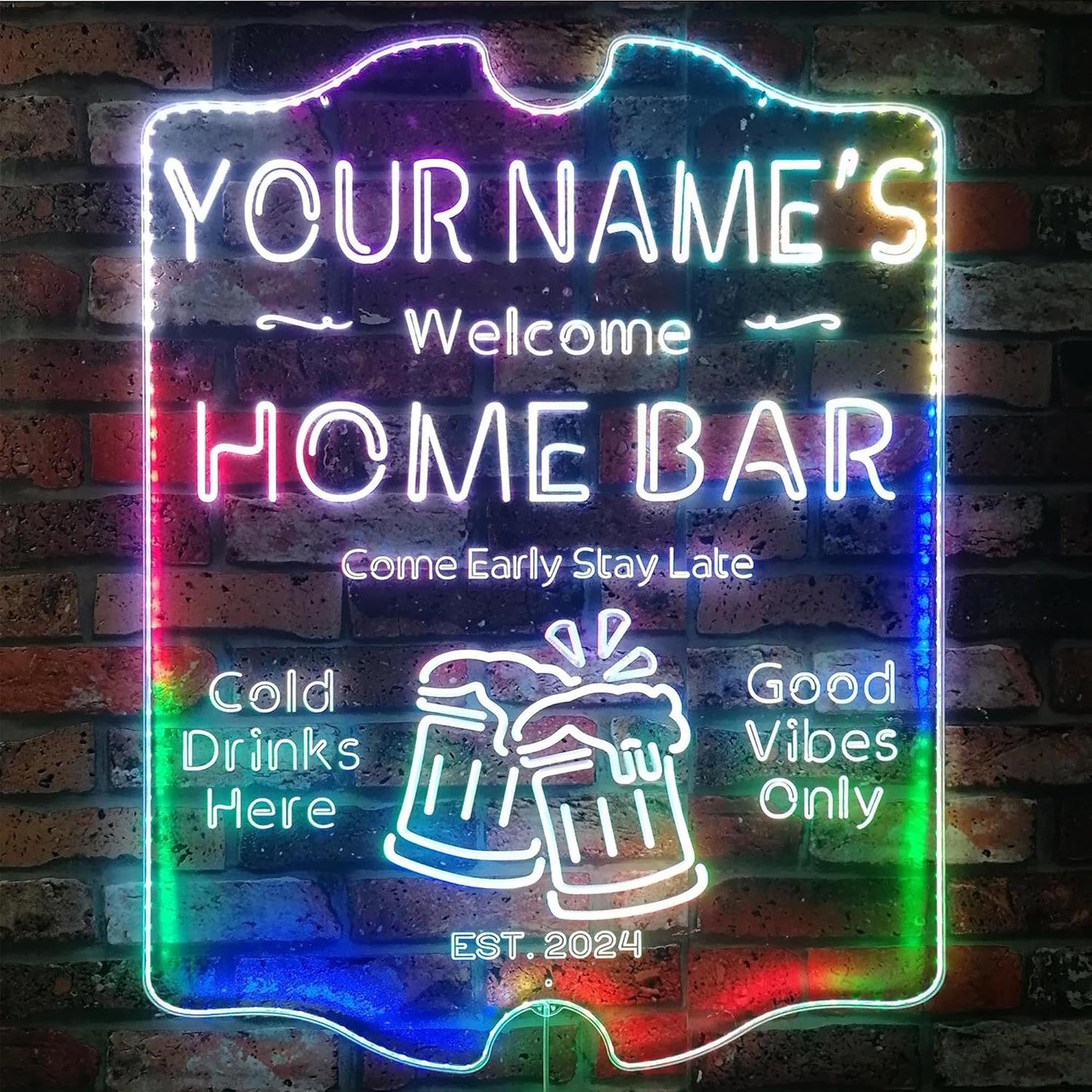 ADVPRO Personalized Your Name Home Bar RGB Dynamic Glam LED Sign - Cut-to-Edge Shape - Smart 3D Decoration - Multicolor Signage st06s32-fnd-p11-tm-c
