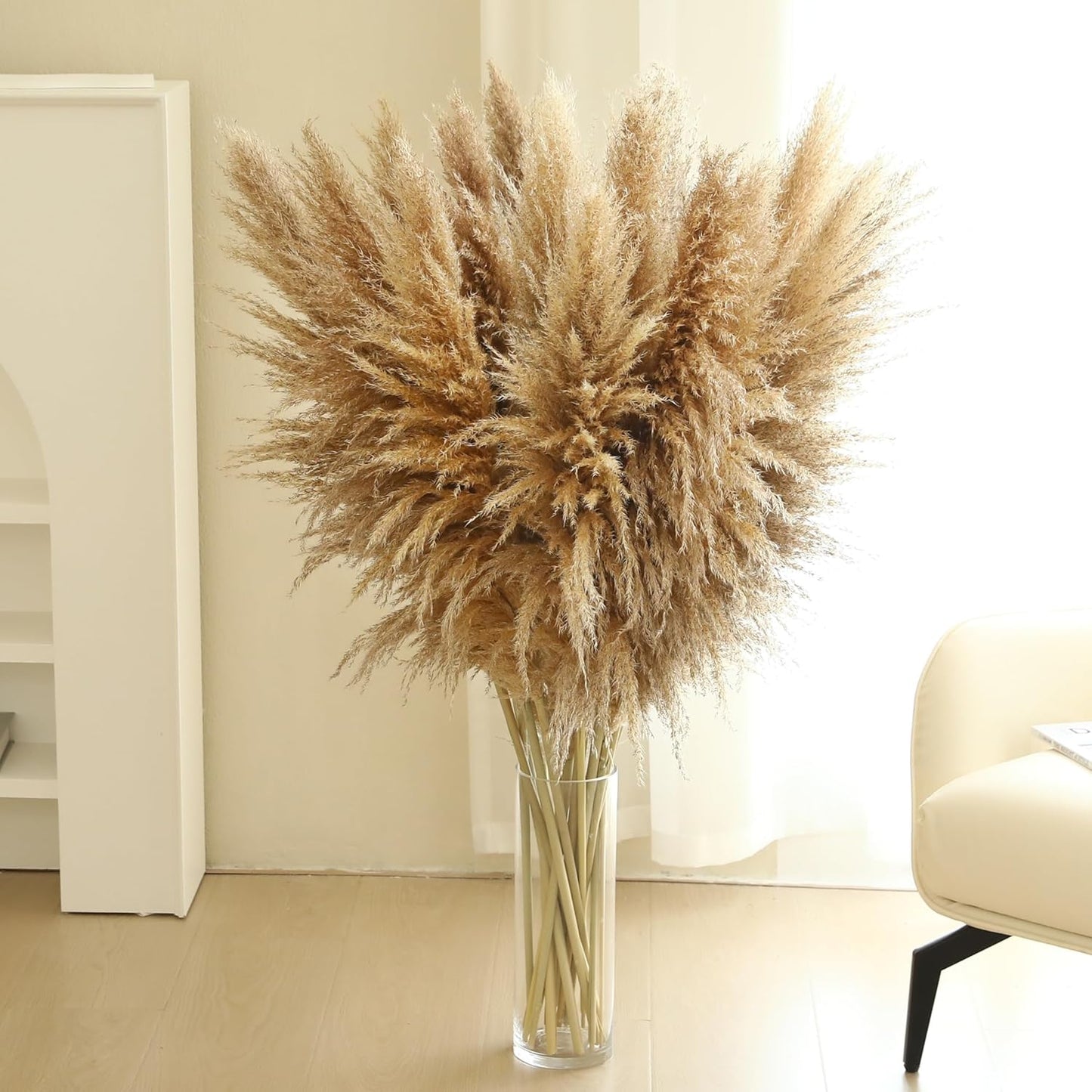 12 Stems 46 inch Tall Pampas Grass Decor - Large Fluffy Dried Pompas Grass for Floor Vase - Rustic Wedding, Baby Shower, Party, Farmhouse, Boho Home Decor…