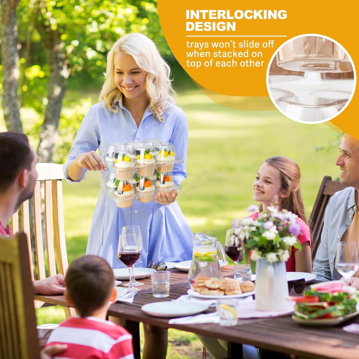 LotFancy Cupcake Containers 6 Count, 40 Sets, Half Dozen Clear Cupcake Boxes, Plastic Muffin Holders with Detachable Tall Dome Lid, Disposable Cupcake Carriers, BPA Free, Standard Size