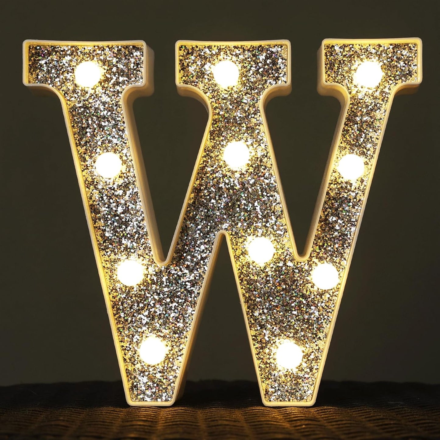 Light Up Letters - Marquee Decor, Glitter Alphabet & Number Signs for Prom, Events or Engagement Parties - Letter W