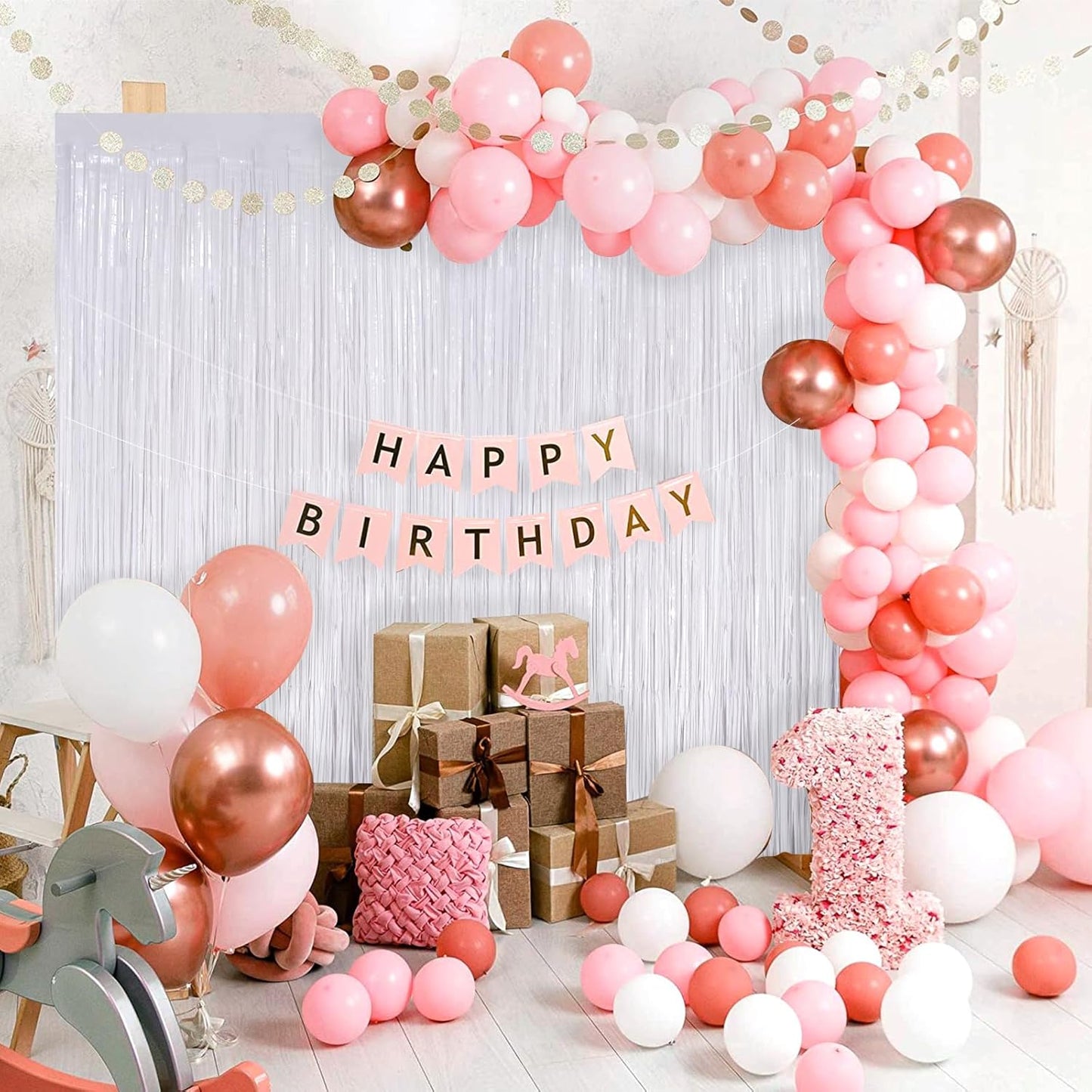 UWPVOWSR White Fringe Curtain Party Streamers 2Pack 3.3 x 8.3 Ft Foil Fringe Backdrop Curtains for Birthday Wedding Bridal Baby Shower, Holiday Tinsel Streamers White Party Decorations Door Streamers