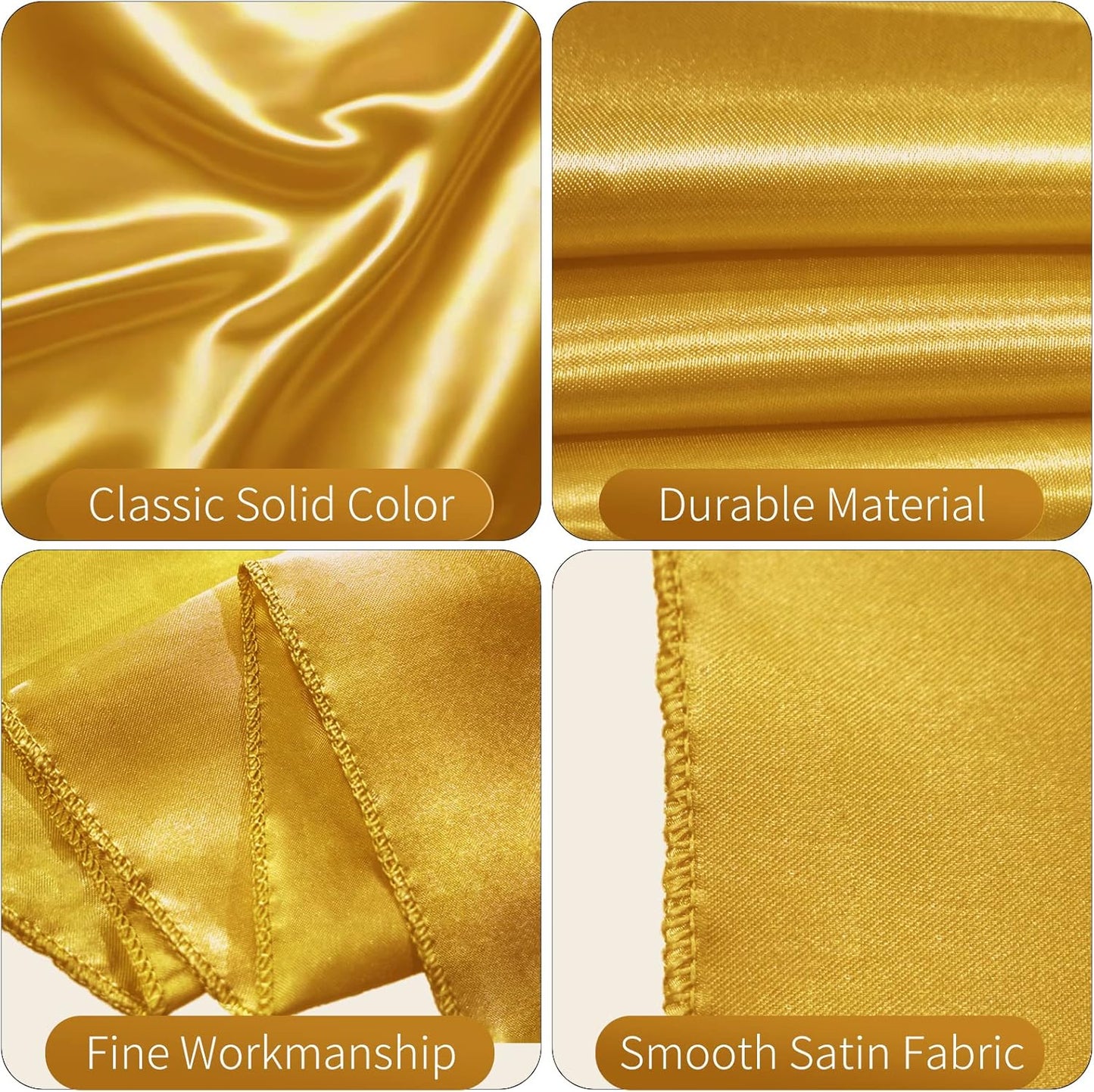 100 PCS Satin Chair Sashes Decorative Bows Satin Chair Sashes Ties Back Ribbon Bows Chairs Cover Band for Wedding Party Ceremony Reception Events Banquet Restaurant Home Kitchen Decor(7x108inch,Gold)