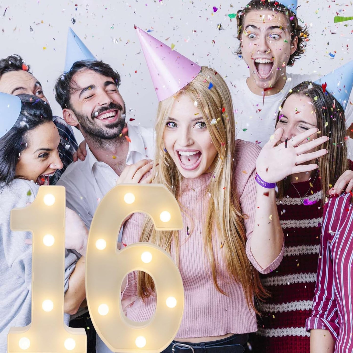 Decorative Led Light Up Numbers, 16th Birthday Decorations, Warm White Led Numbers Lights, Lighted Marquee Number Sign for Sweet 16th Party Decor