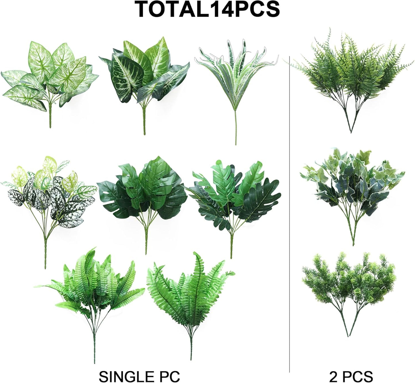 PARTY JOY 14 Bunches Fake Plants Outdoor, Fake Bushes UV Resistant Artificial Flowers Greenery Shrubs Faux Greenery for Outdoor Garden Patio Front Porch Yard Decor