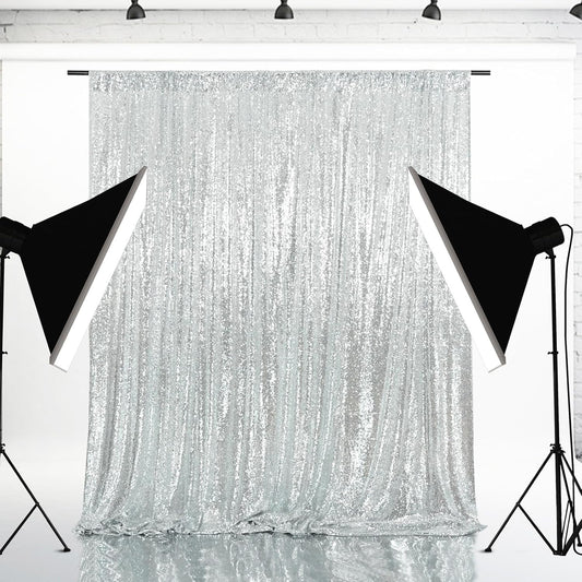 Eternal Beauty Silver Sequin Backdrop, 20x10 Ft Glitter Background Curtains for Shimmer Photography Party Wedding Birthday Back Drop Decor