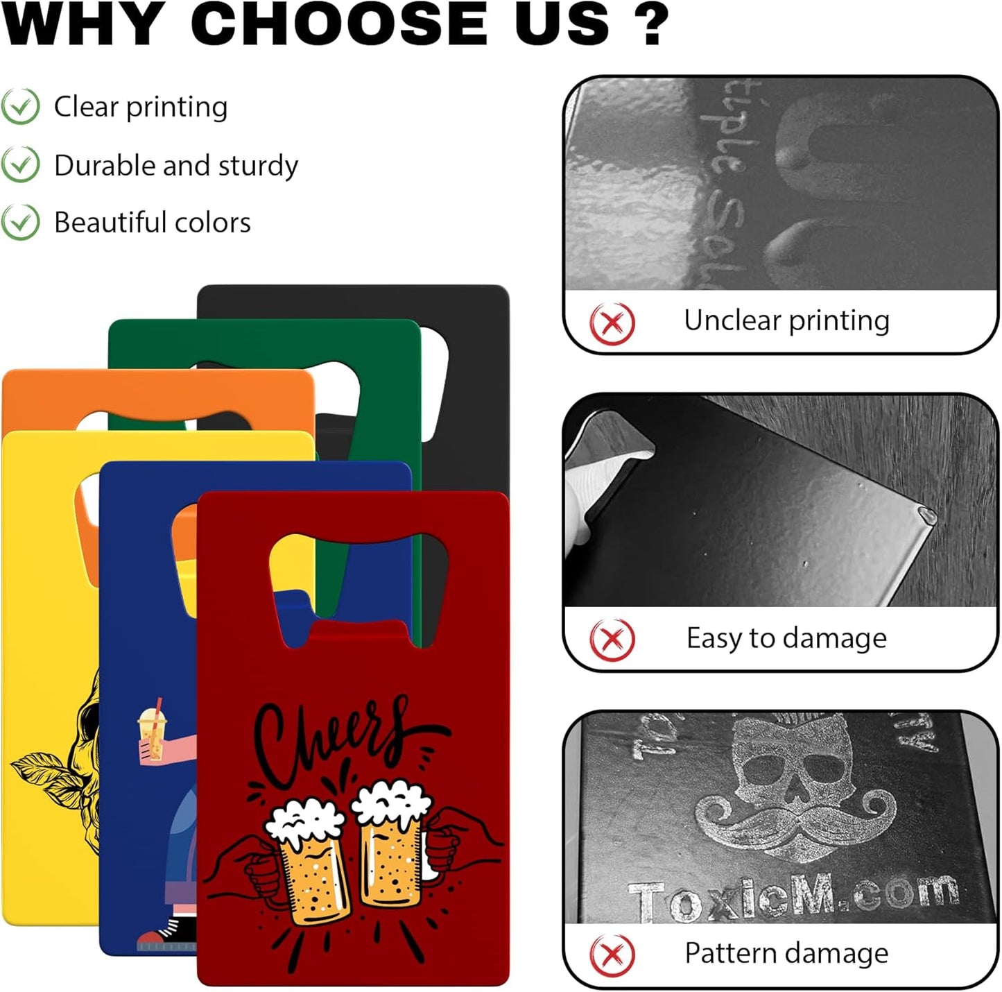 4-100 Pcs Personalized Bottle Opener, Custom Stainless Steel Credit Card Bottle Opener, Full Color Print for 6 Color, Design Your Text Logo for Bar, Wedding, Anniversaries, Party (Yellow)