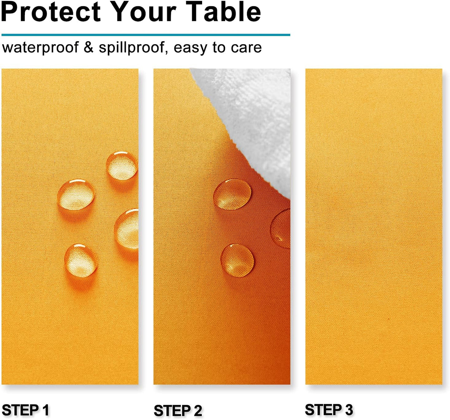 Hiasan Orange Yellow Rectangle Tablecloth - Waterproof Washable Fabric Table Cloth for Dining Party and Outdoor Use, 70 x 108 Inch