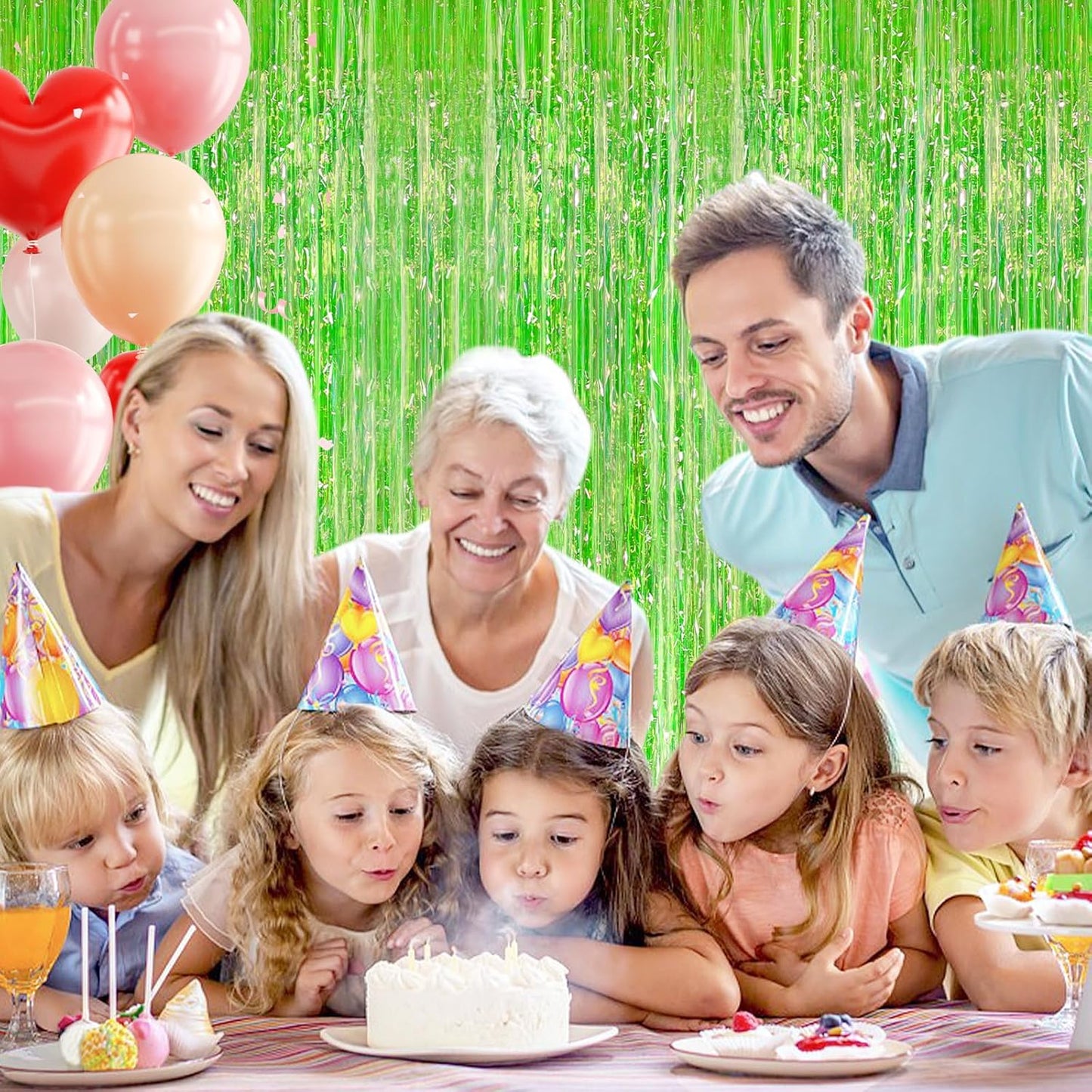 2Pack 3.3 x 8.3Ft Neon Green Foil Fringe Backdrop Curtains, Green Tinsel Streamers Birthday Party Decorations Fringe Backdrop for Graduation Baby Shower, Gender Reveal Disco Party Wedding Decorations